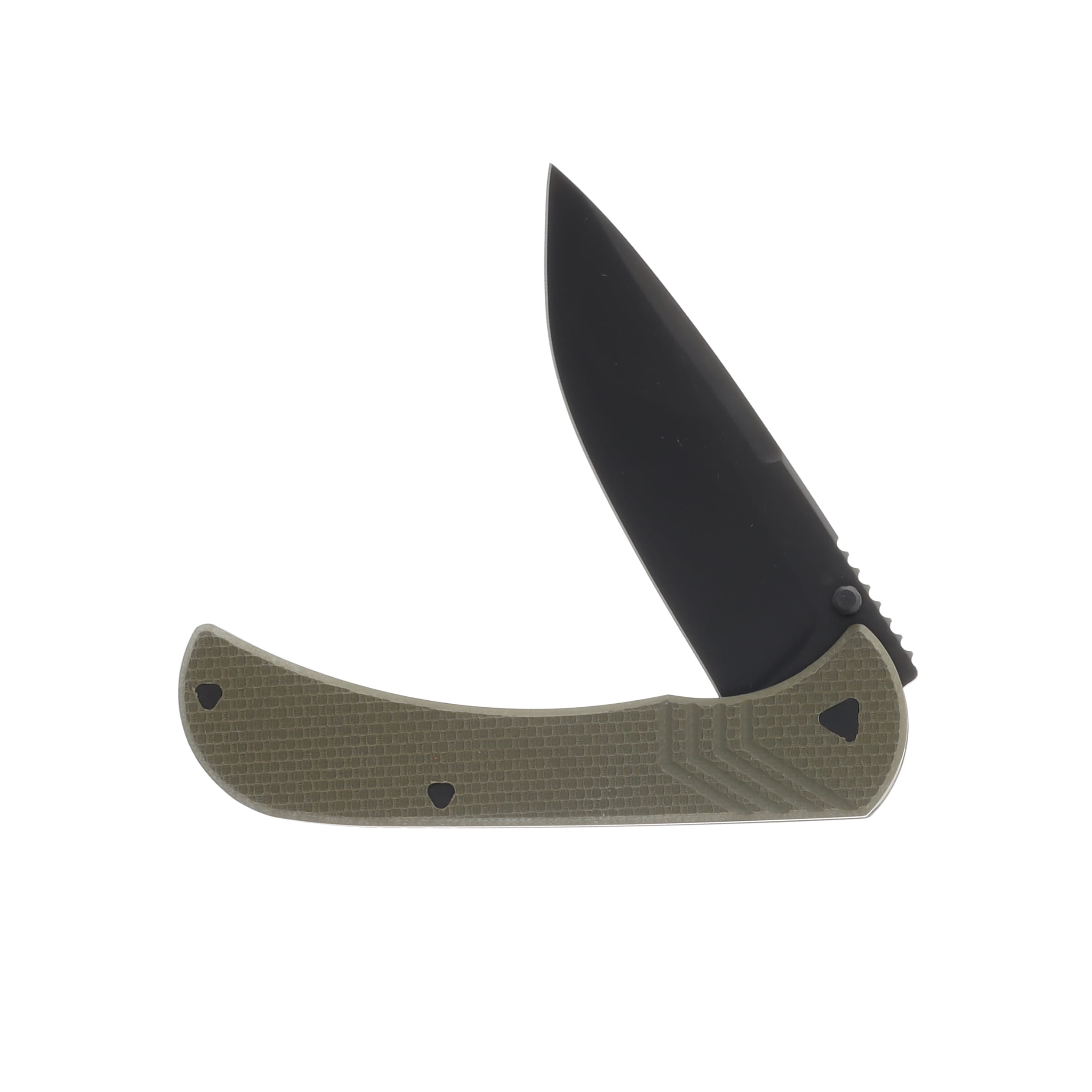 Half Face Blades Cav Folder - OD Green G10, Armor Black Cerakote Blade, Textured Grip, TI Frame. HFCAVFLDTXTODBK View 3