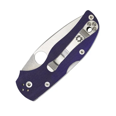 Spyderco Native 5 Folding Knife Blue 2.98in Plain Satin Leaf View 3