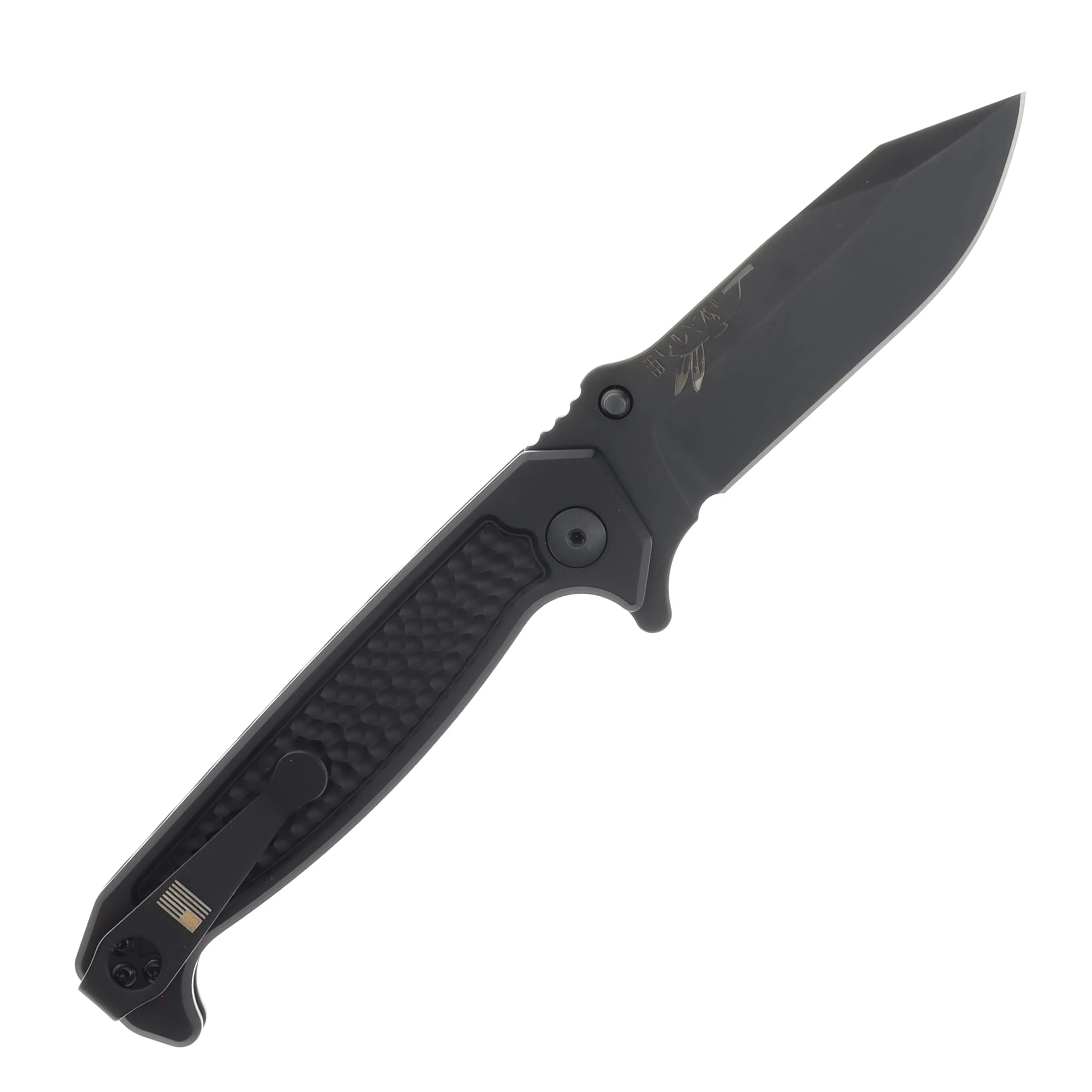 Half Face Blades Disaster Folder- Anodized Black Handle, Black Nitride Frame, Dimpled Grip, Deep Carry Pocket Clip HFDISASTERFLDANOBK View 2