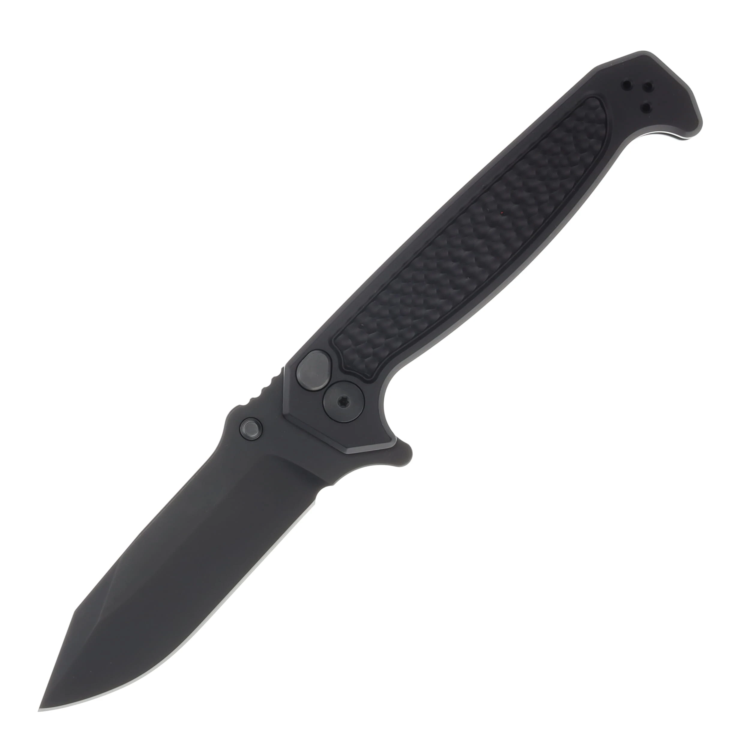 Half Face Blades Disaster Folder- Anodized Black Handle, Black Nitride Frame, Dimpled Grip, Deep Carry Pocket Clip HFDISASTERFLDANOBK View 1