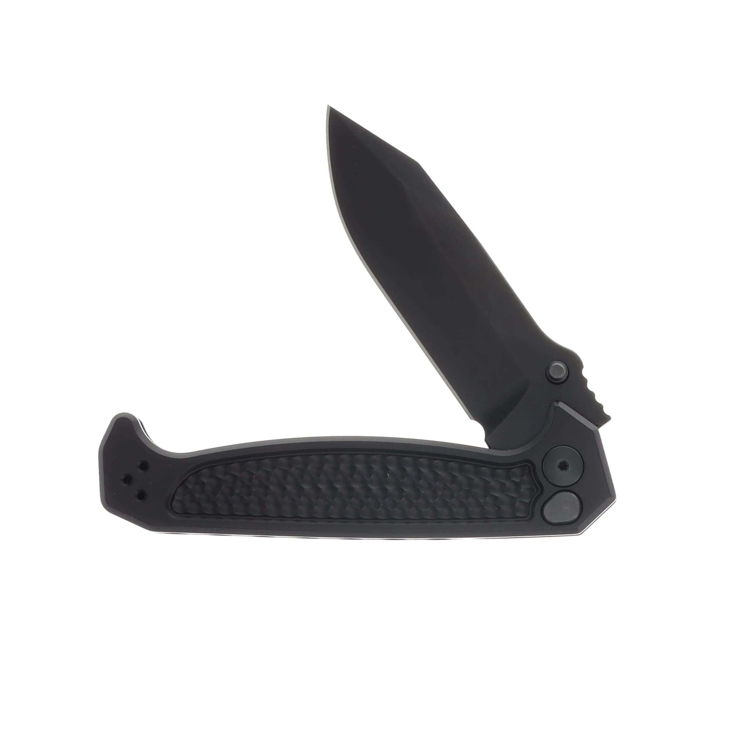 Half Face Blades Disaster Folder- Anodized Black Handle, Black Nitride Frame, Dimpled Grip, Deep Carry Pocket Clip HFDISASTERFLDANOBK View 3