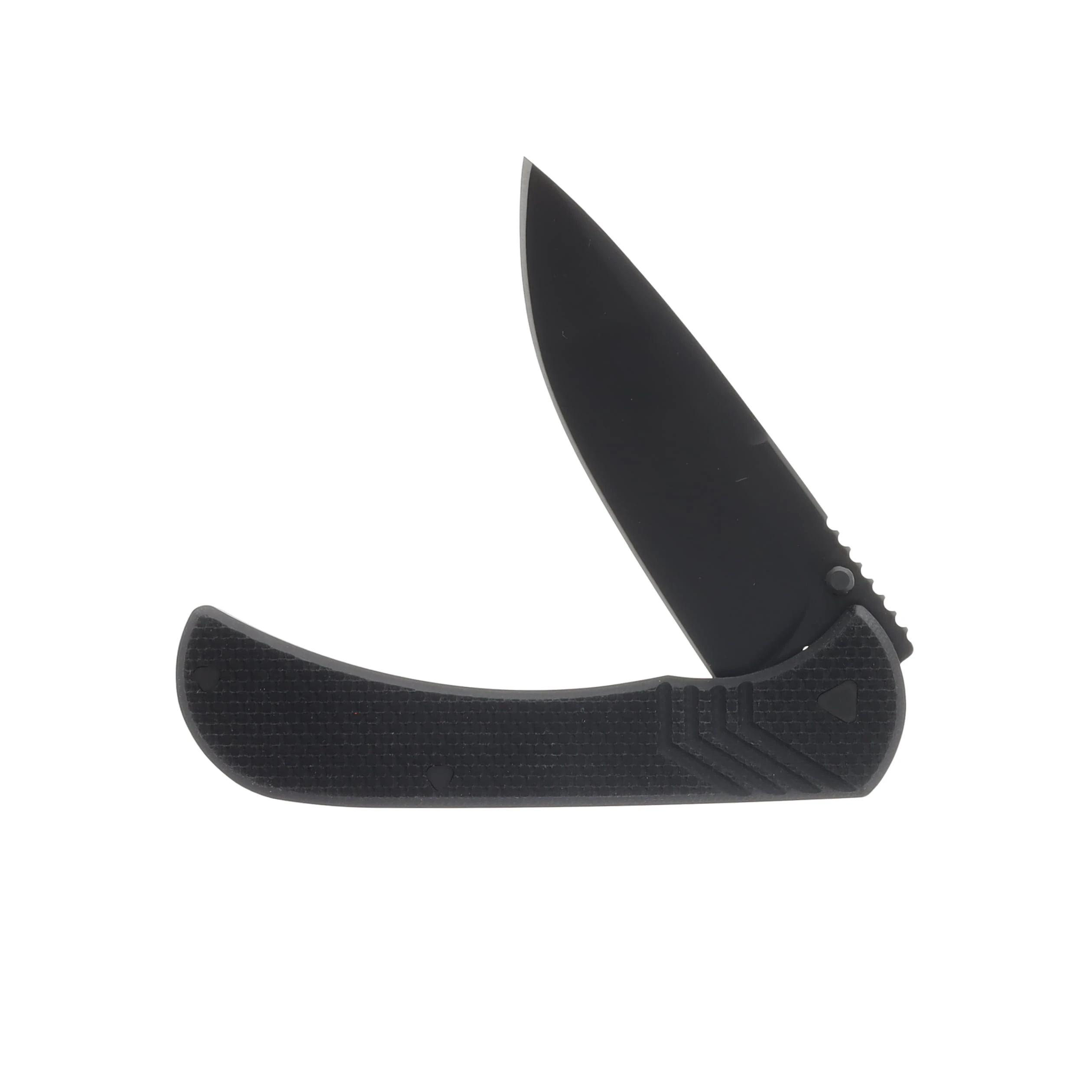 Half Face Blades Cav Folder - Black G10, Armor black Cerakote Blade, Textured Grip, TI Frame HFCAVFLDTXTBKBK View 3