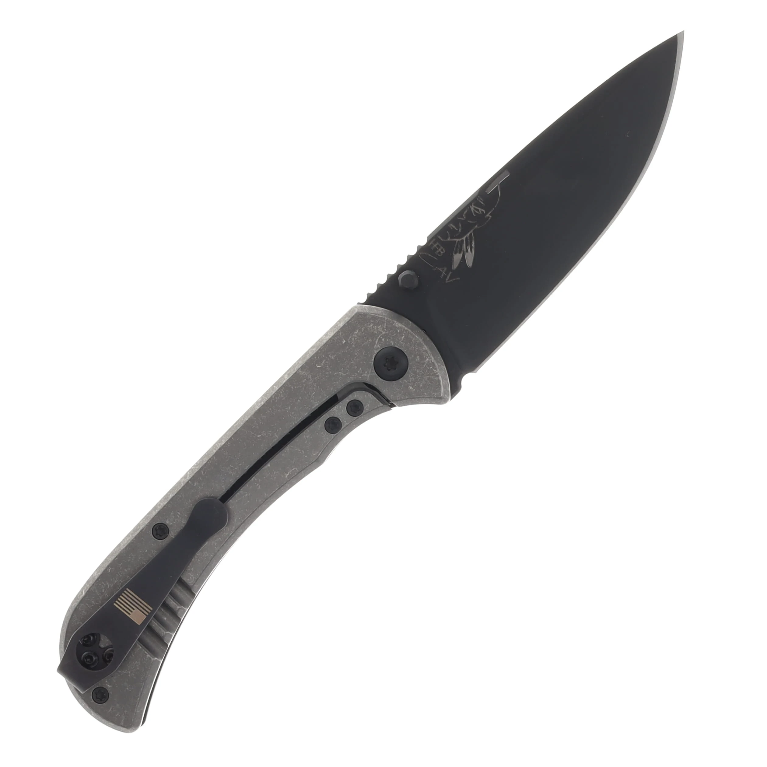 Half Face Blades Cav Folder - Black G10, Armor black Cerakote Blade, Textured Grip, TI Frame HFCAVFLDTXTBKBK View 2