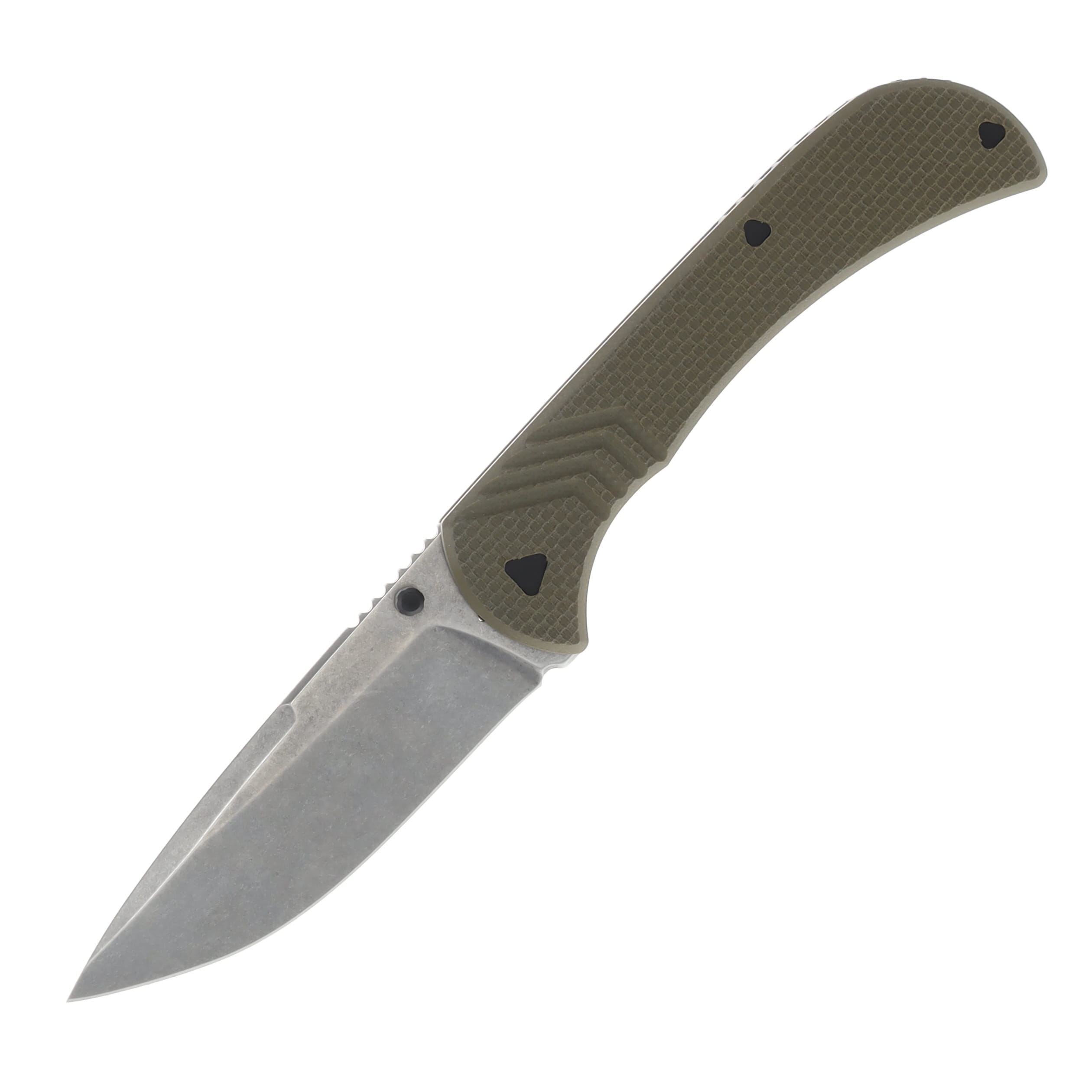Half Face Blades Cav Folder - OD Green G10, Textured Grip, TI Frame. HFCAVFLDOD View 1