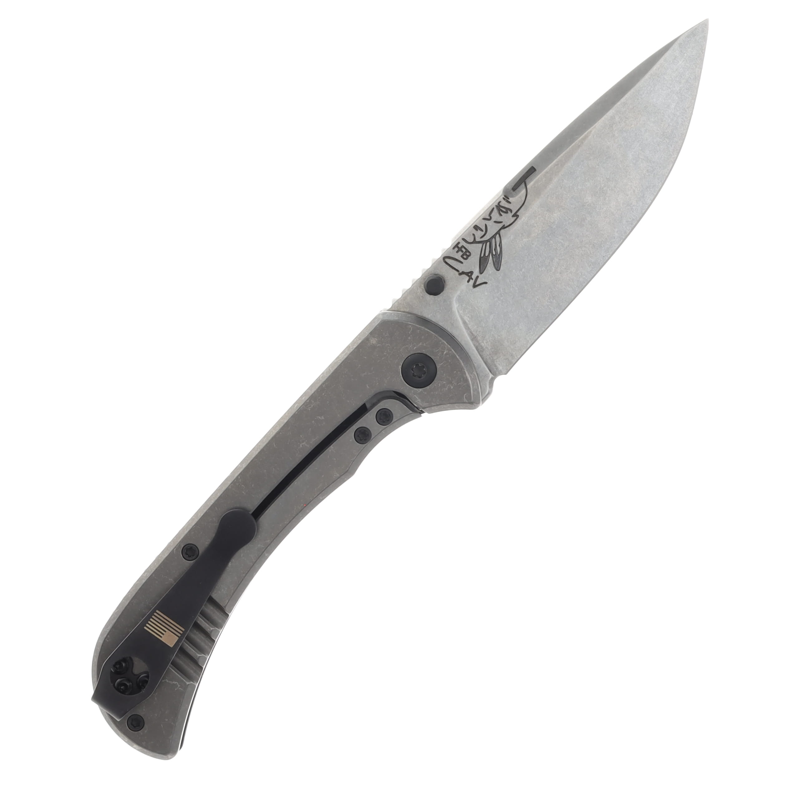 Half Face Blades Cav Folder - Black G10, Textured Grip, TI Frame. HFCAVFLDBK View 2