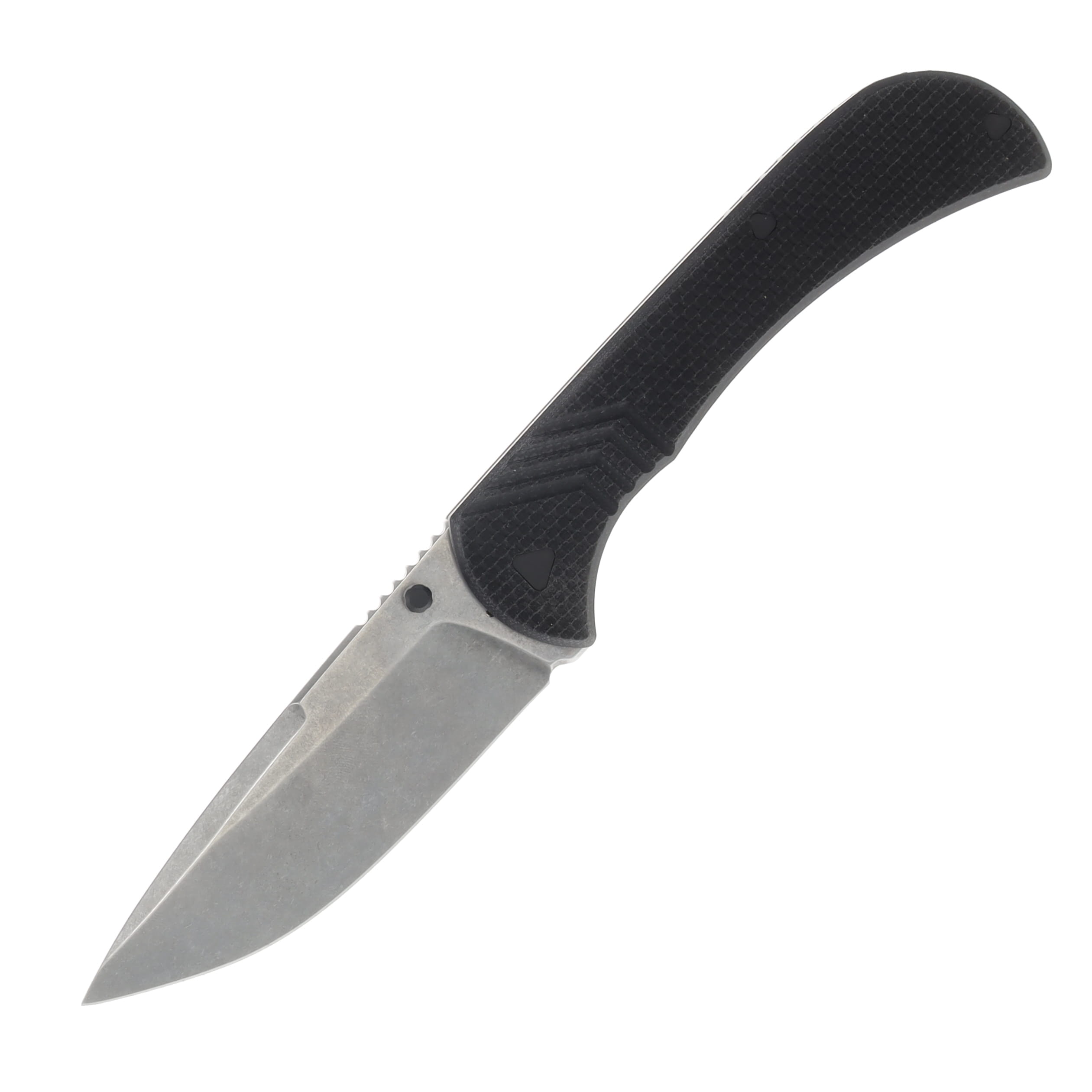 Half Face Blades Cav Folder - Black G10, Textured Grip, TI Frame. HFCAVFLDBK View 1