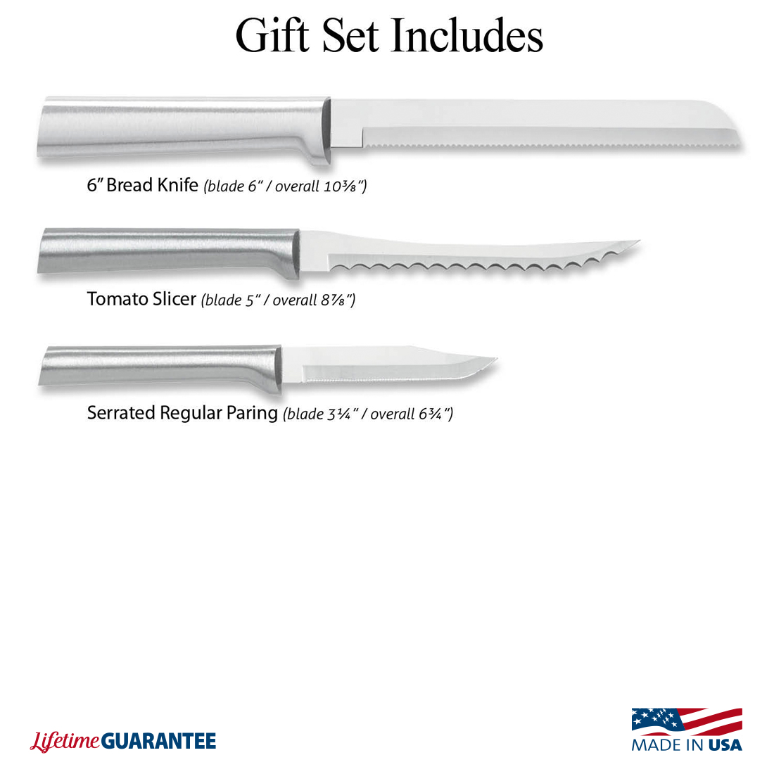 Rada Sensational Serrations 3Pc Set-Silver Handle S54 View 1