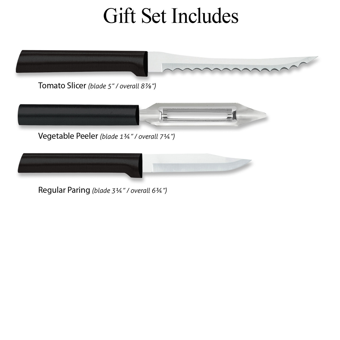 Rada Peel, Pare and Slice 3 Pc Gift Set-Black Handle G218 View 2