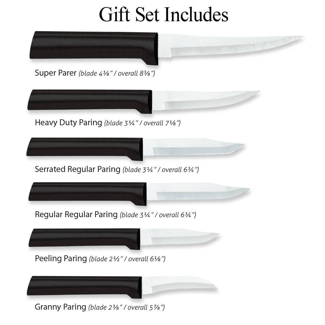 Rada All Star Paring 6Pc Set Black Handle G252 View 1
