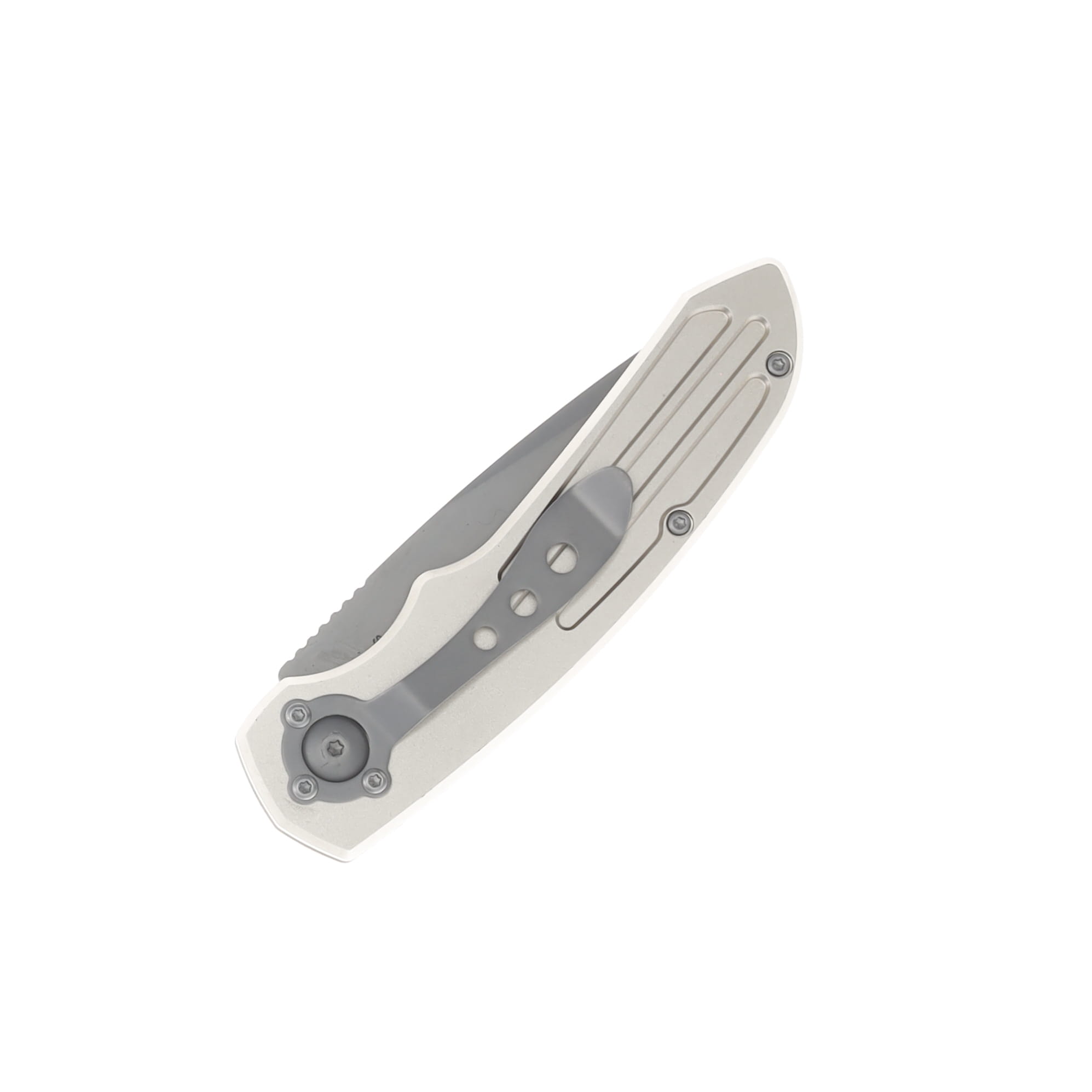 Smith & Wesson ExtremeOps Jr. Push Button OTS Auto Knife-Champagne Aluminum Handle Tanto Partial Serrated Blade WNS-WSW-50TS View 3