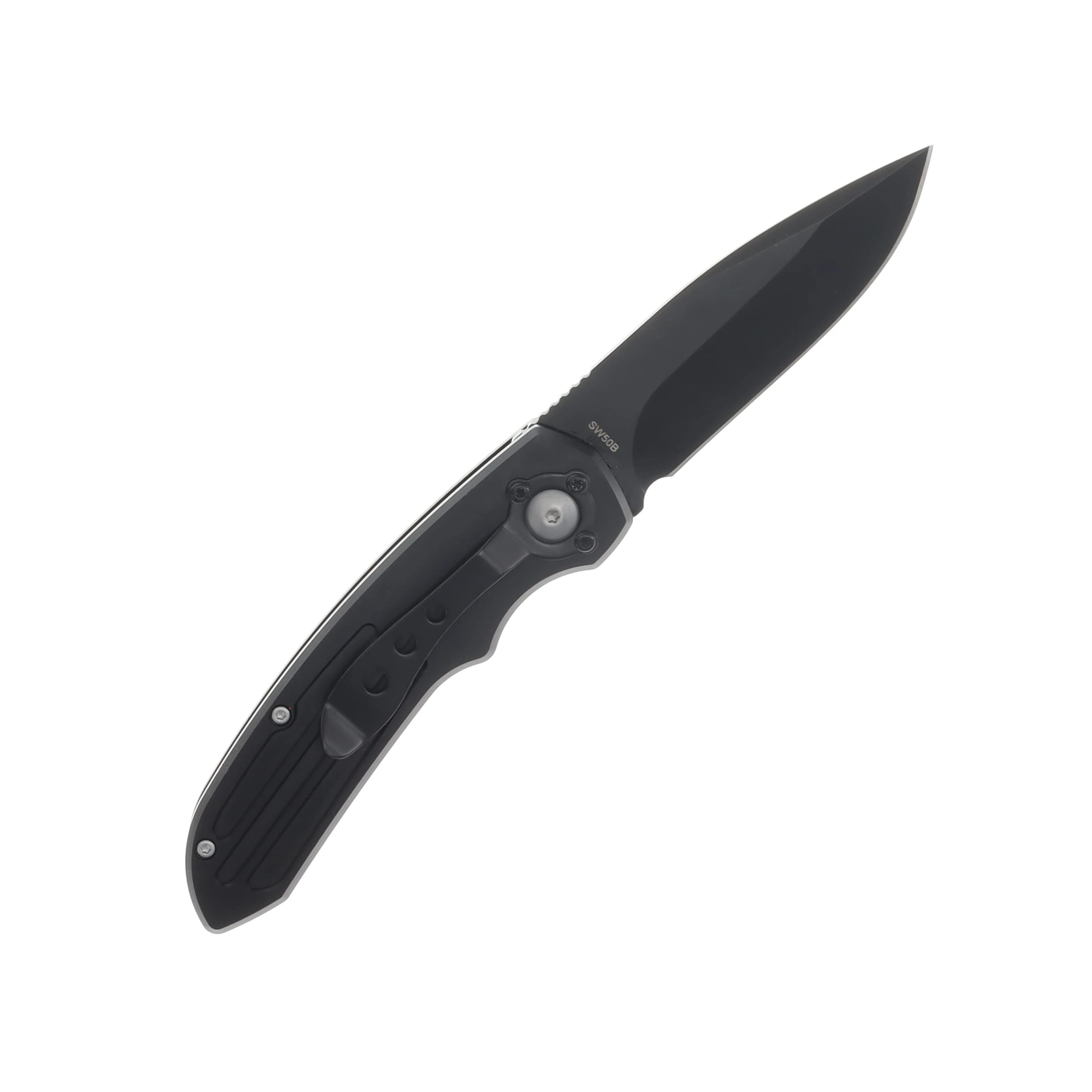 Smith & Wesson ExtremeOps Jr. Push Button OTS Auto Knife-Drop Point Plain Blade-All Black WNS-WSW-50B View 2