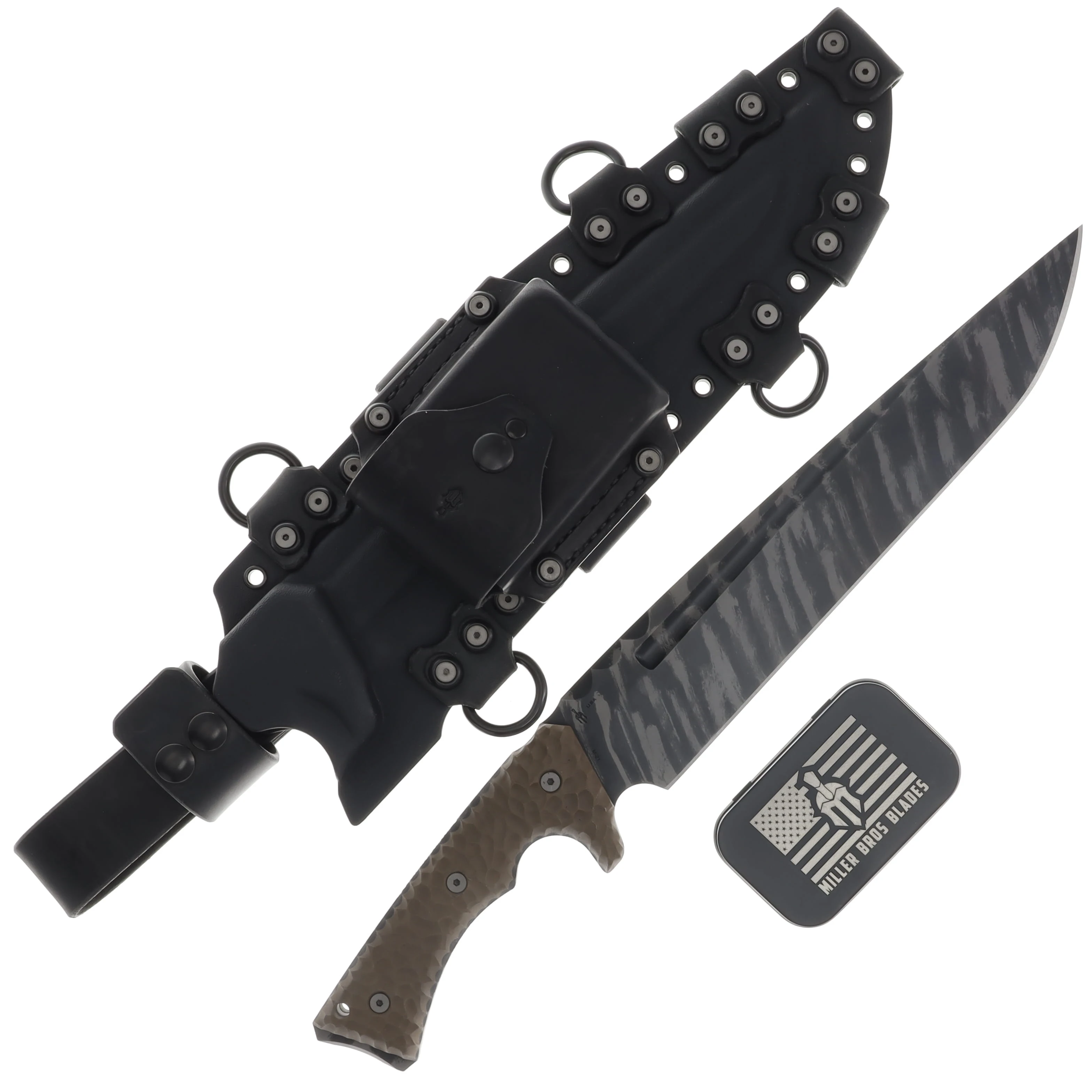 Miller Bros M-21 Fixed Knife Brown Handle Black Sheath M-21BSBNH View 1