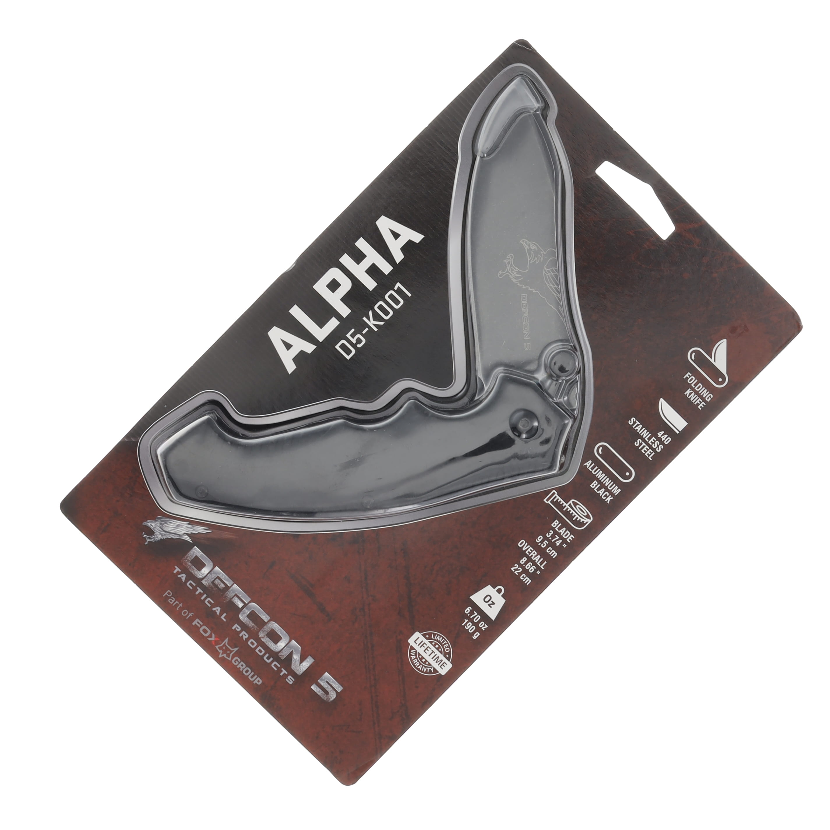 Fox Knives Defcon 5 Alpha Linerlock Folding Knife Black Stonewash/Black Aluminum D5-K001 View 5
