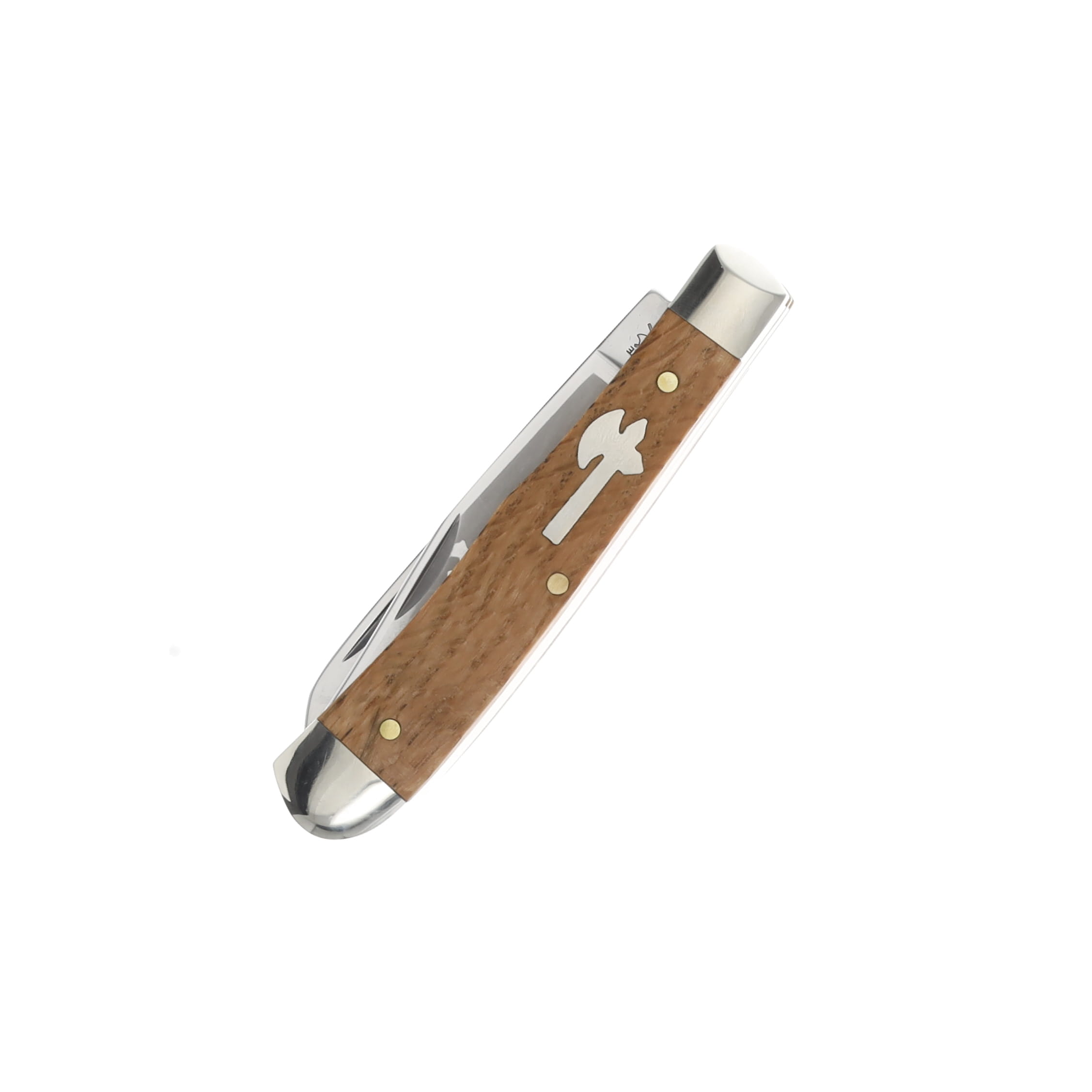 Cooper Cutlery Battle Axe Trapper Folding Pocket Knife Black Oak Wood Handle CCBA-BO View 3