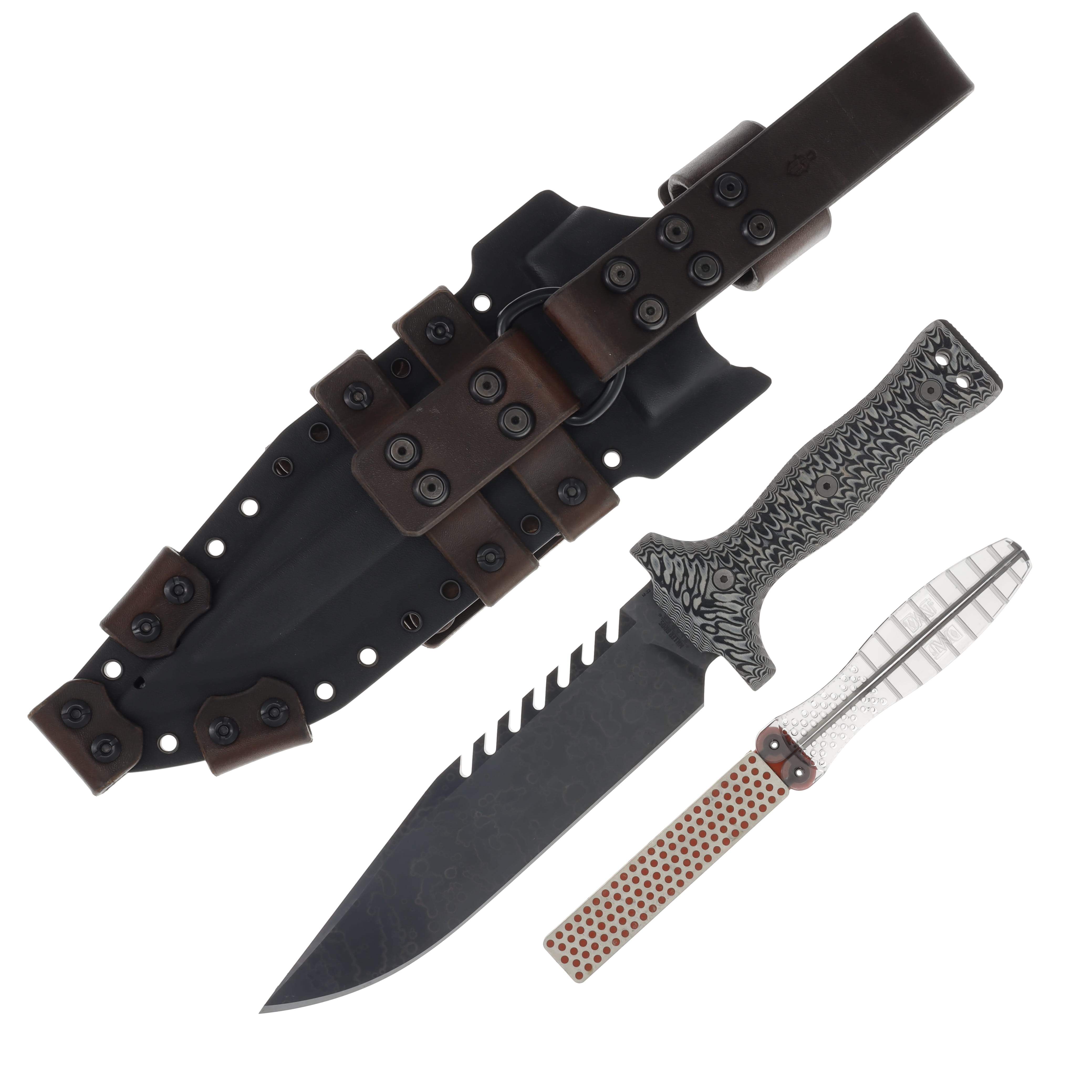 Miller Bros M-22 Fixed Knife Saw Tooth Gray Handle Black Sheath M-22BSGH View 2