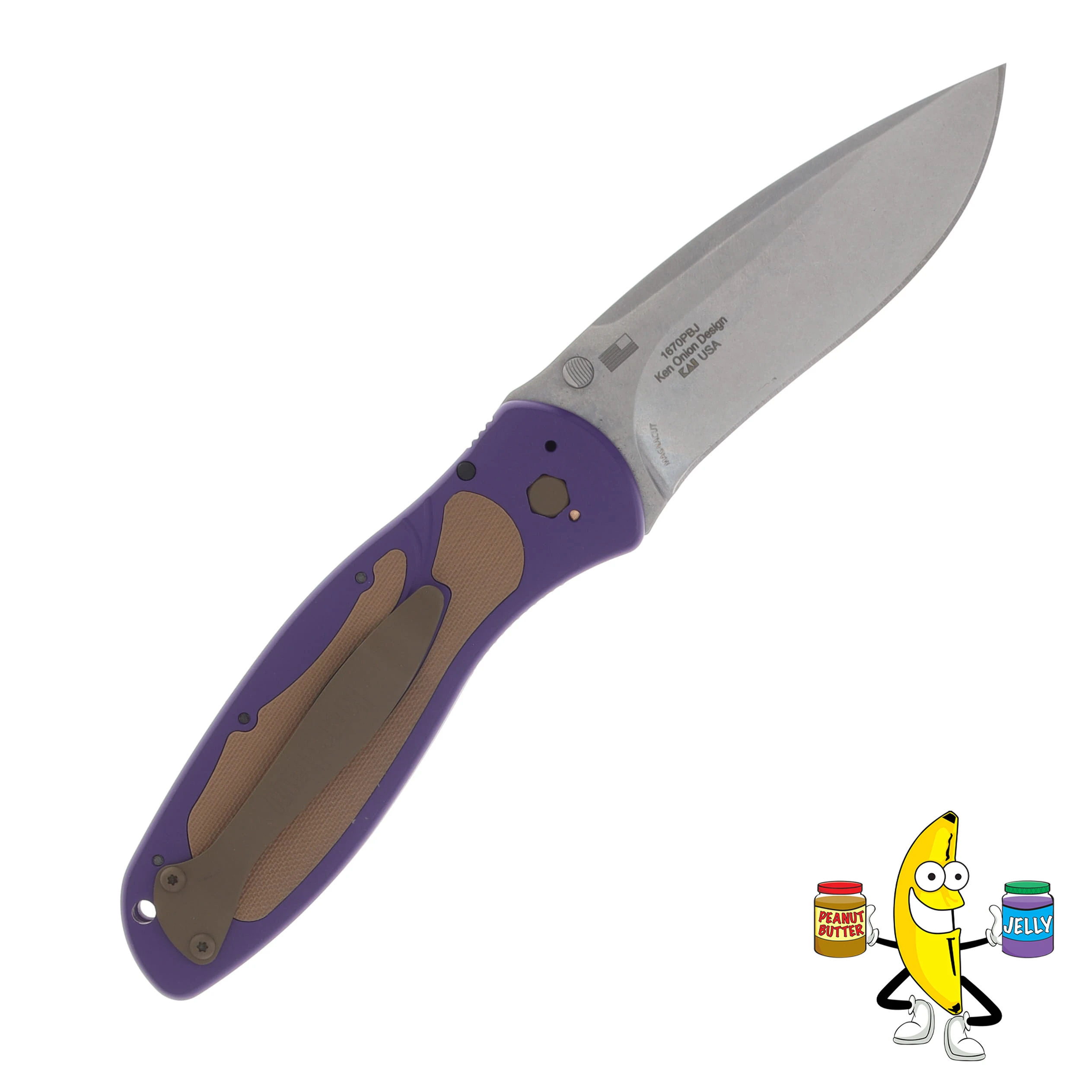 Kershaw SMKW Exclusive Blur PB & J Sammich Warrior Purple Handle With Tan G-10 Inlays Tan Clip Magnacut Blade KS1670PBJ View 2