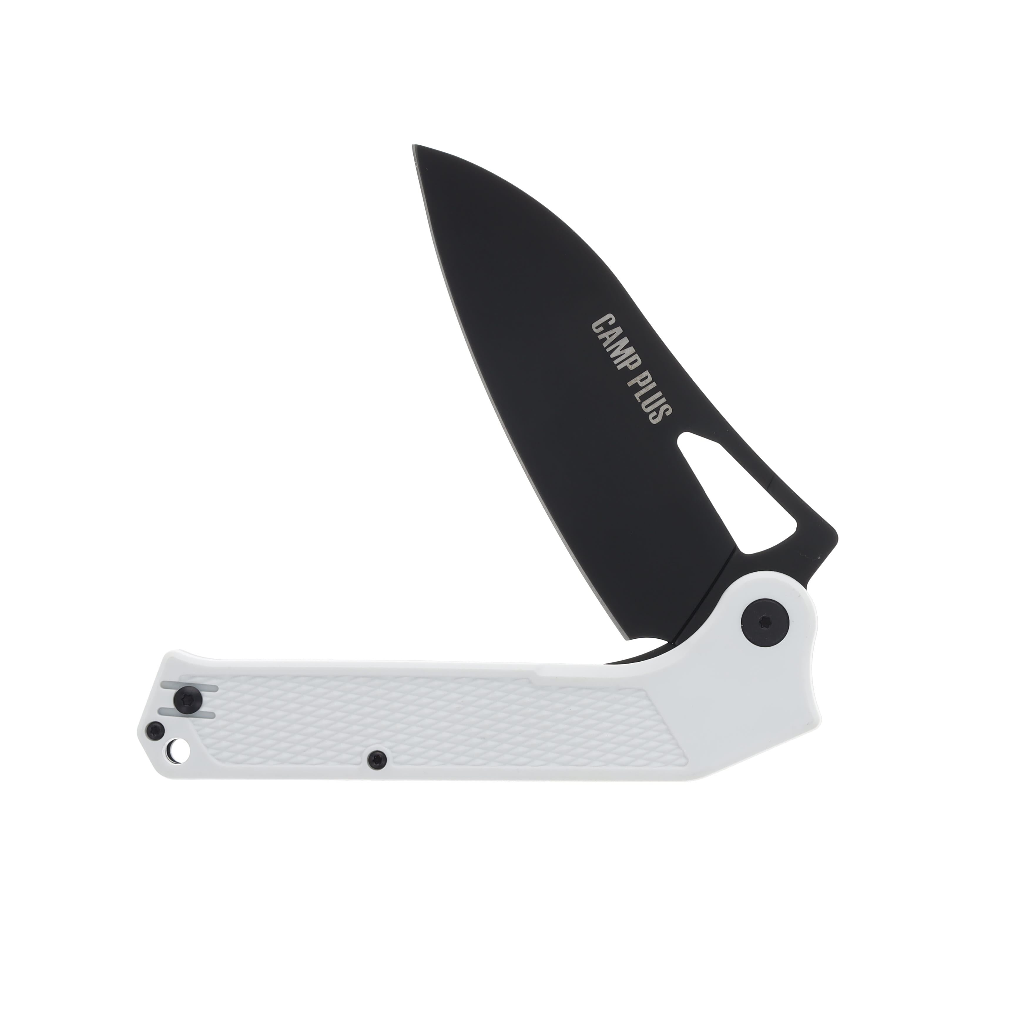 Ontario Camp Plus EDC Folding Knife White GFN Handle Black Cleaver Blade ON4320WH View 3