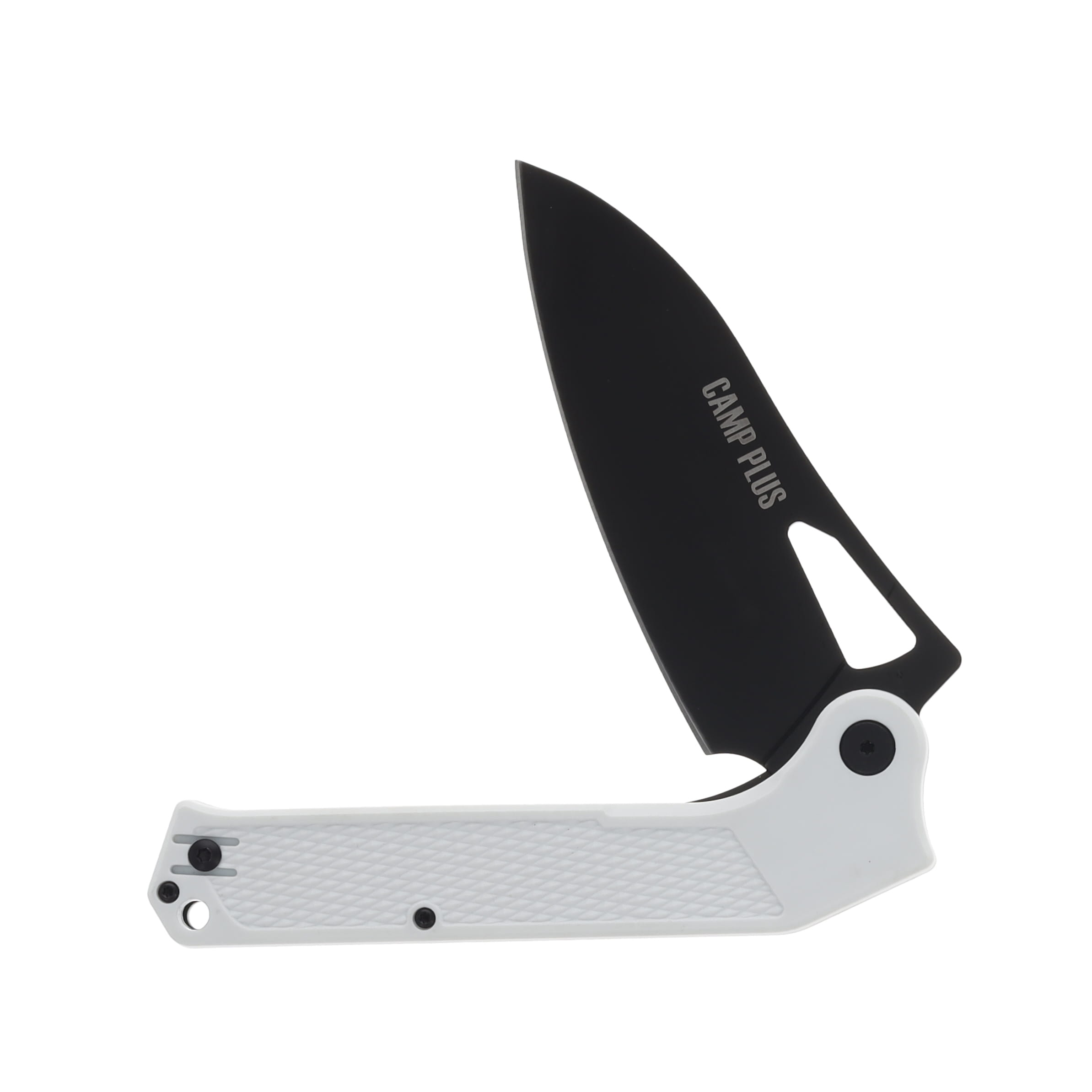 Ontario Camp Plus EDC Folding Knife White GFN Handle Black Cleaver Blade CP ON4320WHTC View 4