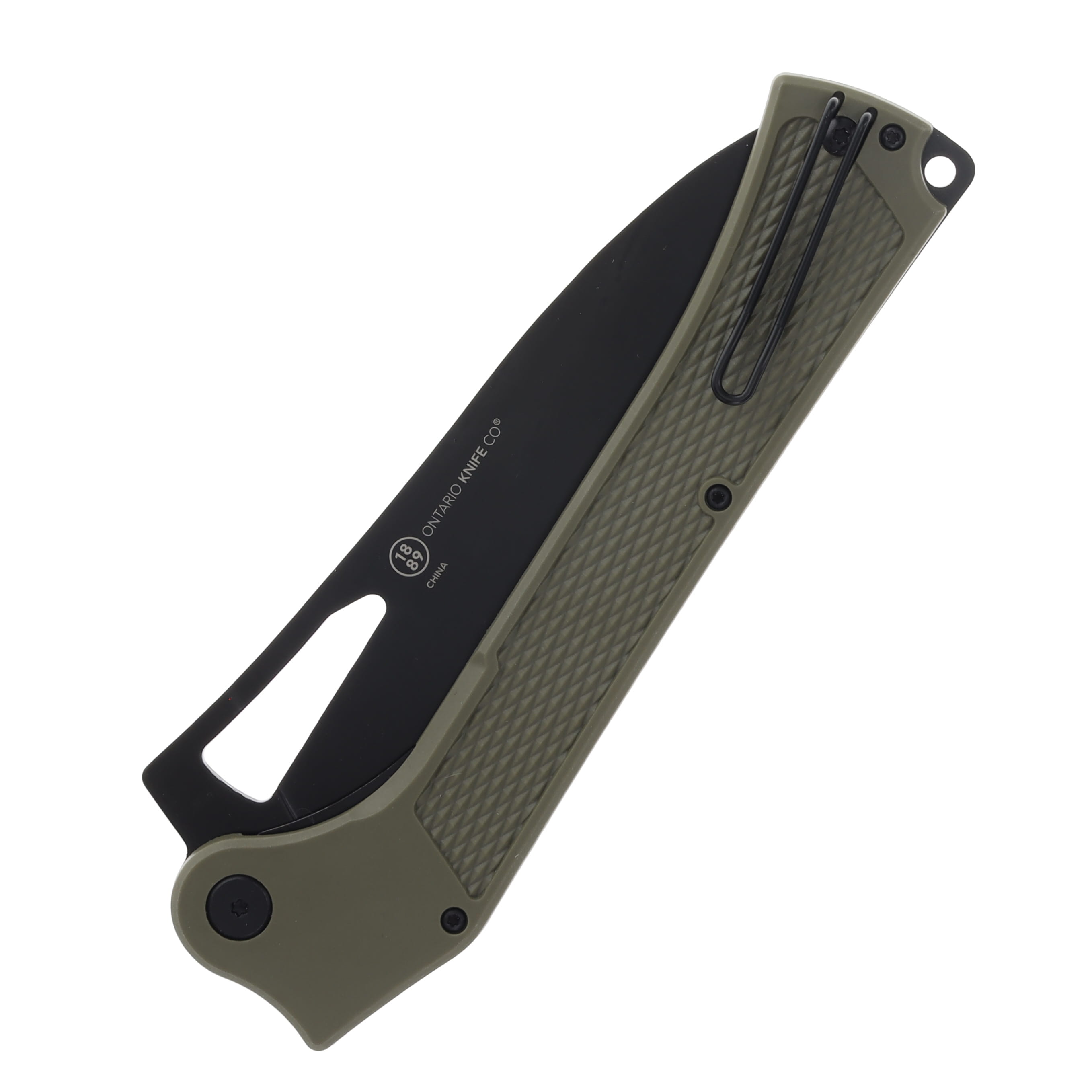 Ontario Camp Plus EDC Large Folding Knife Green GFN Handle ON4325 View 4
