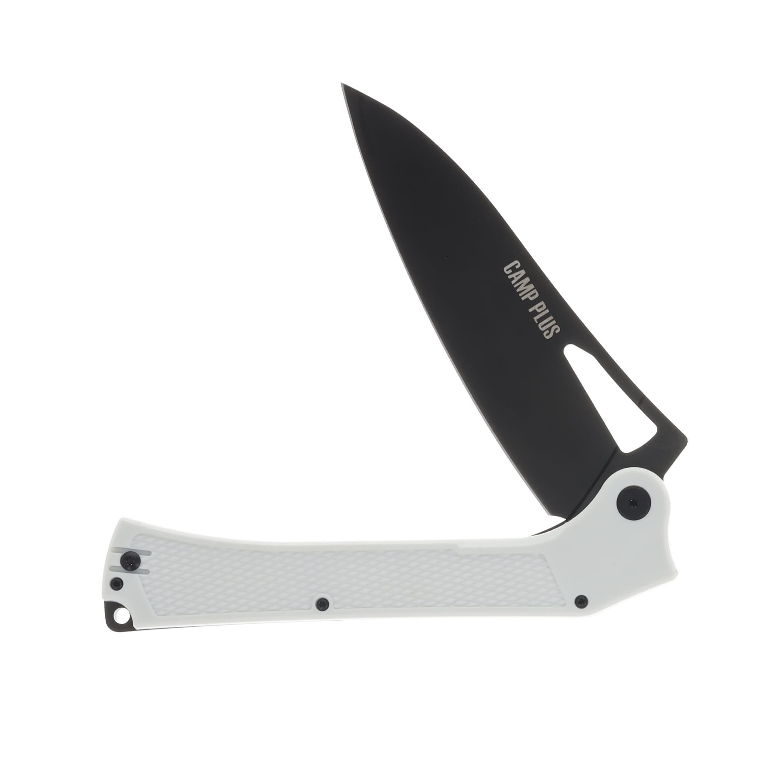 Ontario Camp Plus Large EDC Folding Knife White GFN Handle Black Cleaver Blade CP ON4325WHTC View 3