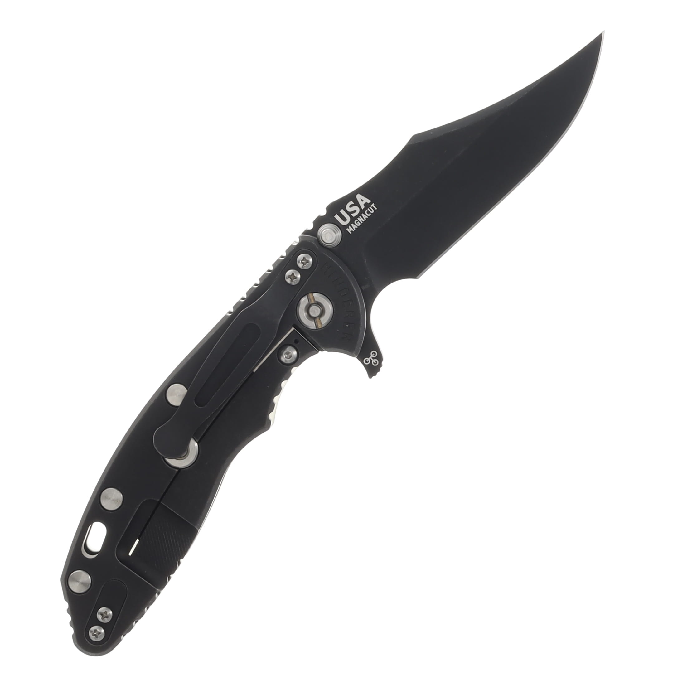 Hinderer 3.5 XM-18 Bowie Translucent Green – Battle Black 3.5in Plain Black Bowie KXM35BOWMCDTWBBKTG View 2