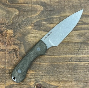 Bradford Guardian 3 Fixed Blade Knife Stonewash Magnacut/3D Olive Green Micarta with Leather Sheath BRAD3282 View 1