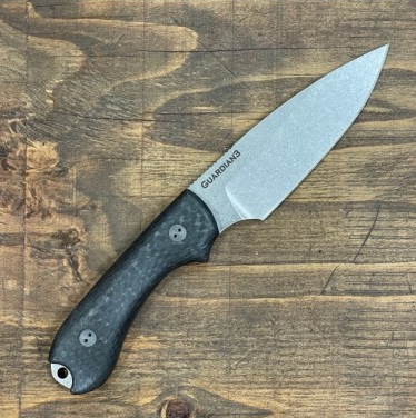 Bradford Guardian 3 Fixed Blade Knife Stonewash Magnacut/3D Carbon Fiber with Leather Sheath BRAD3352 View 1