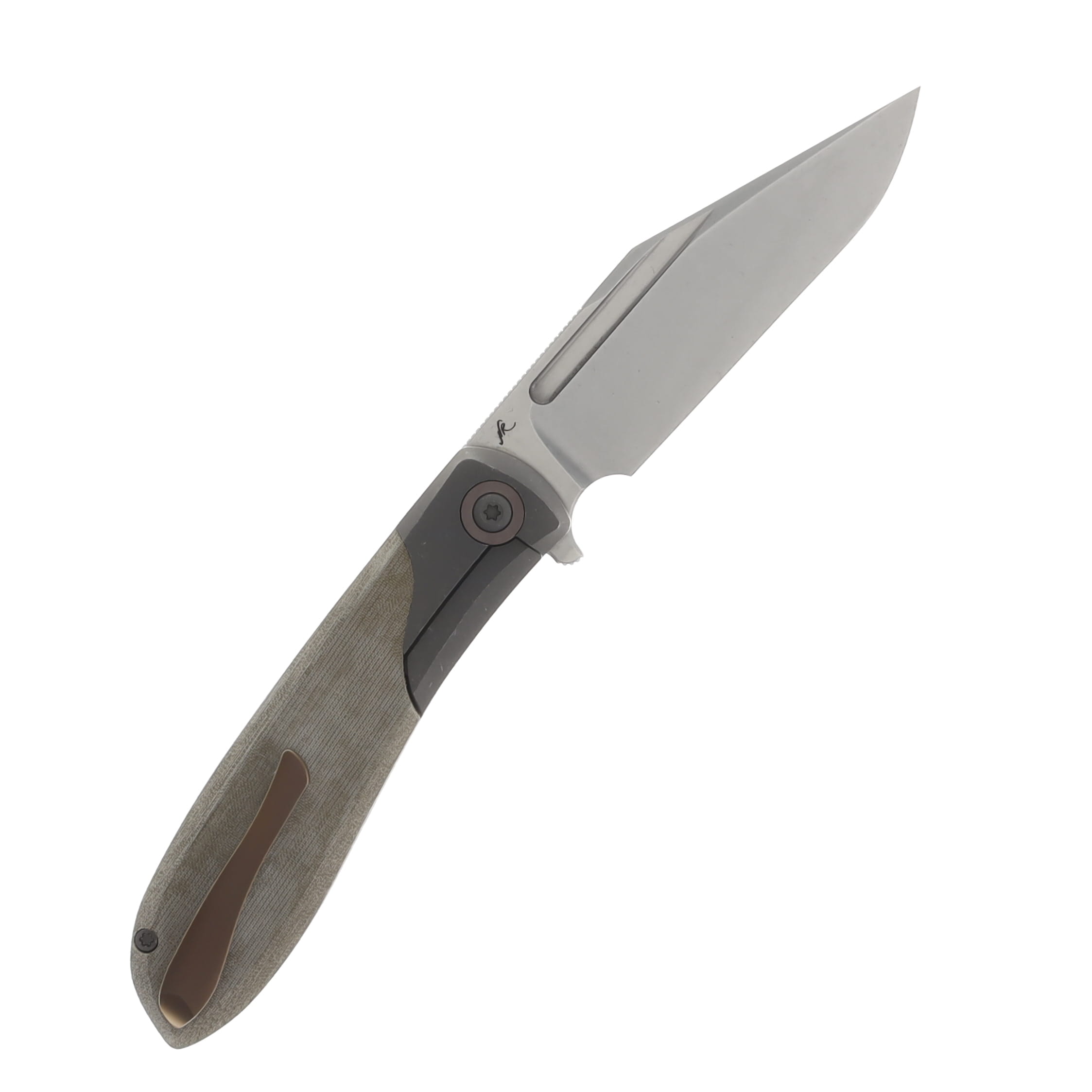 Jack Wolf Knives Scuffle Green 3.52in Plain Stonewash Clip Point SCUFFLE-01-GRN-LIN-MIC View 2