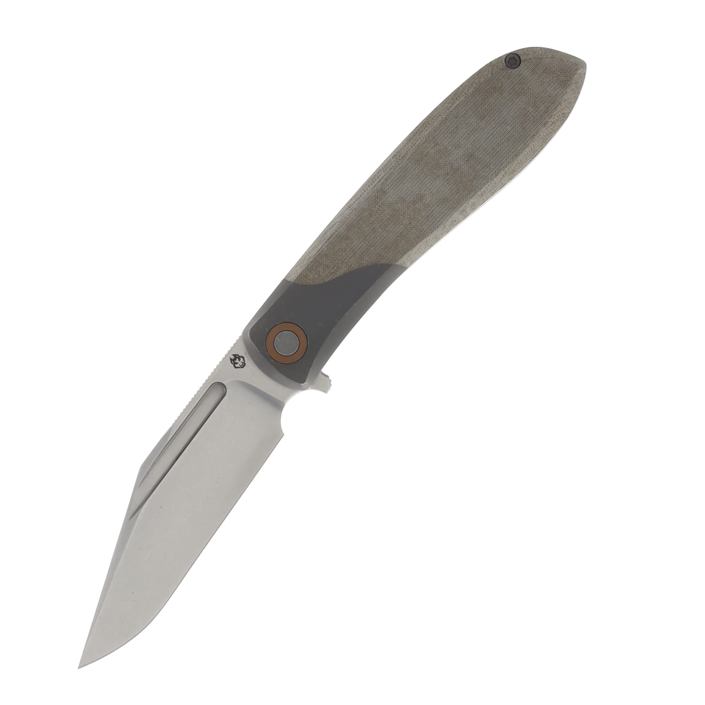 Jack Wolf Knives Scuffle Green 3.52in Plain Stonewash Clip Point SCUFFLE-01-GRN-LIN-MIC View 1