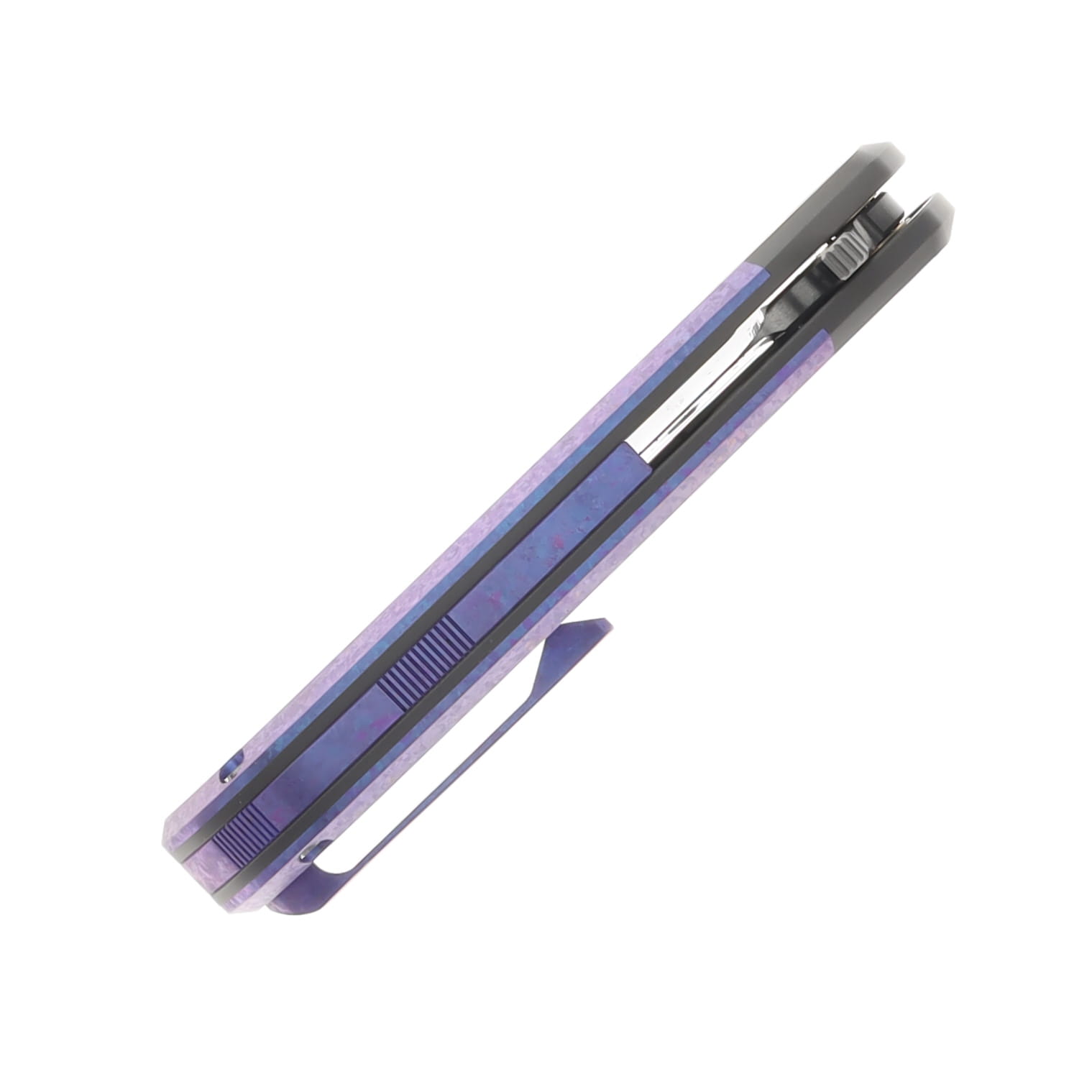 Jack Wolf Knives Scuffle Crystalized Blurple 3.52in Plain Belt Satin Clip Point SCUFFLE-01-TI-CRYS-BLRP View 7