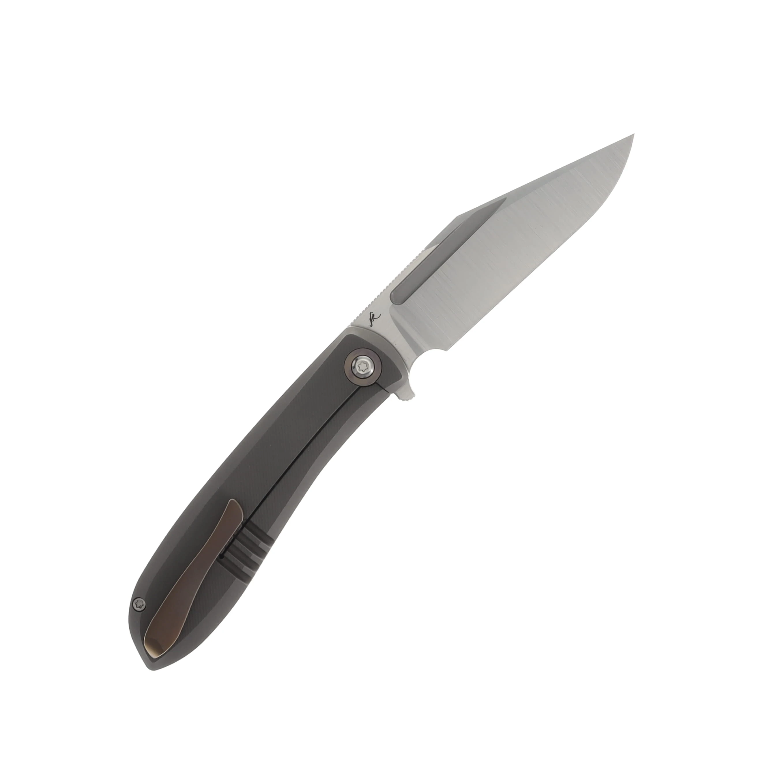 Jack Wolf Knives Scuffle Titanium 3.52in Plain Belt Satin Clip Point SCUFFLE-01-TI-MICRO-MILL View 2