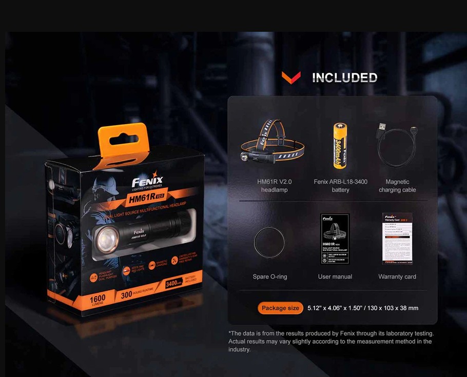 Fenix HM61R V2.0 Rechargeable Headlamp 1600 Lumens FENHM61RV2 View 1