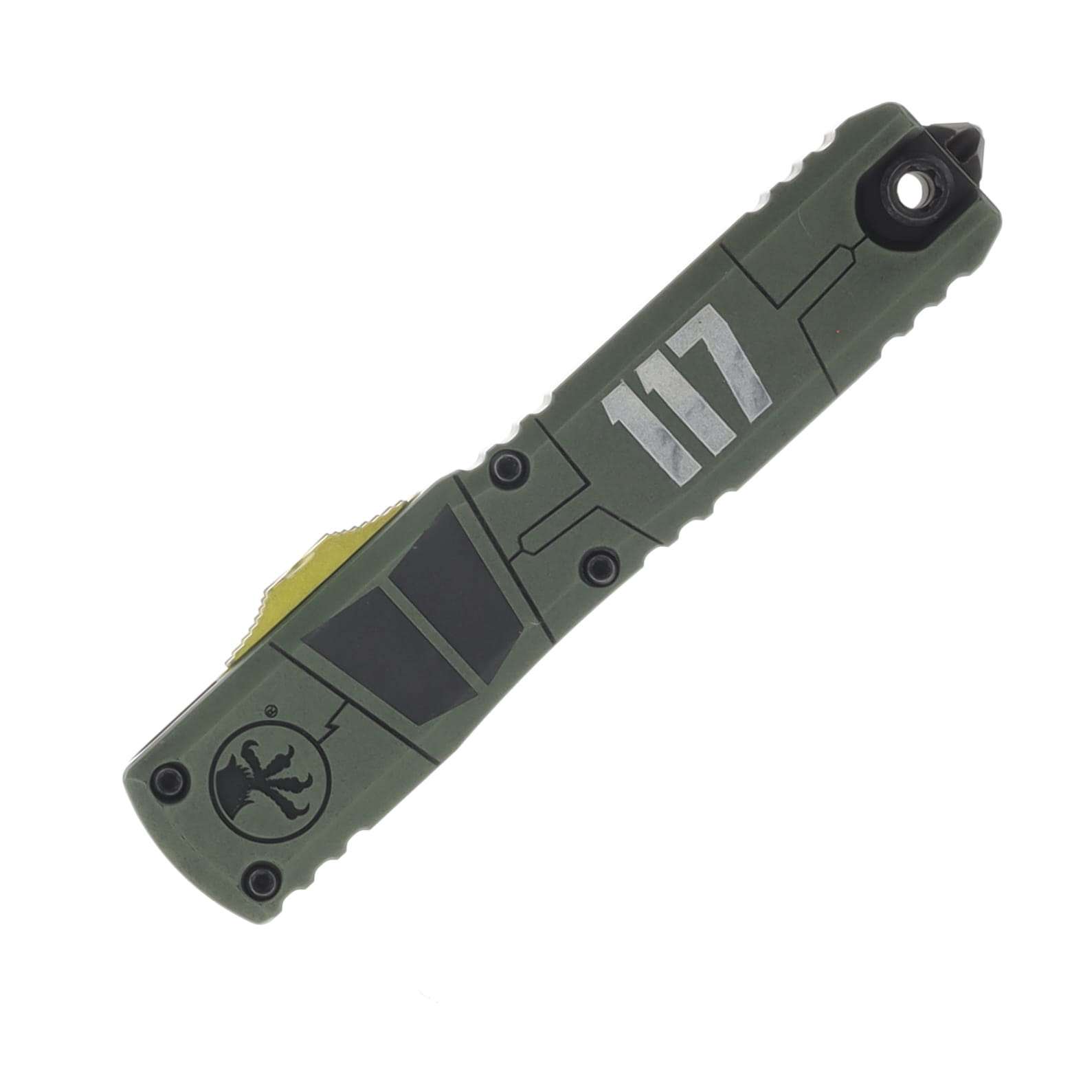 Microtech SMKW Exclusive Ultratech Gen III ZBP Master Chief OTF Automatic Knife Apocalyptic Standard/OD Green AUMT112210APMCODSSMK View 3
