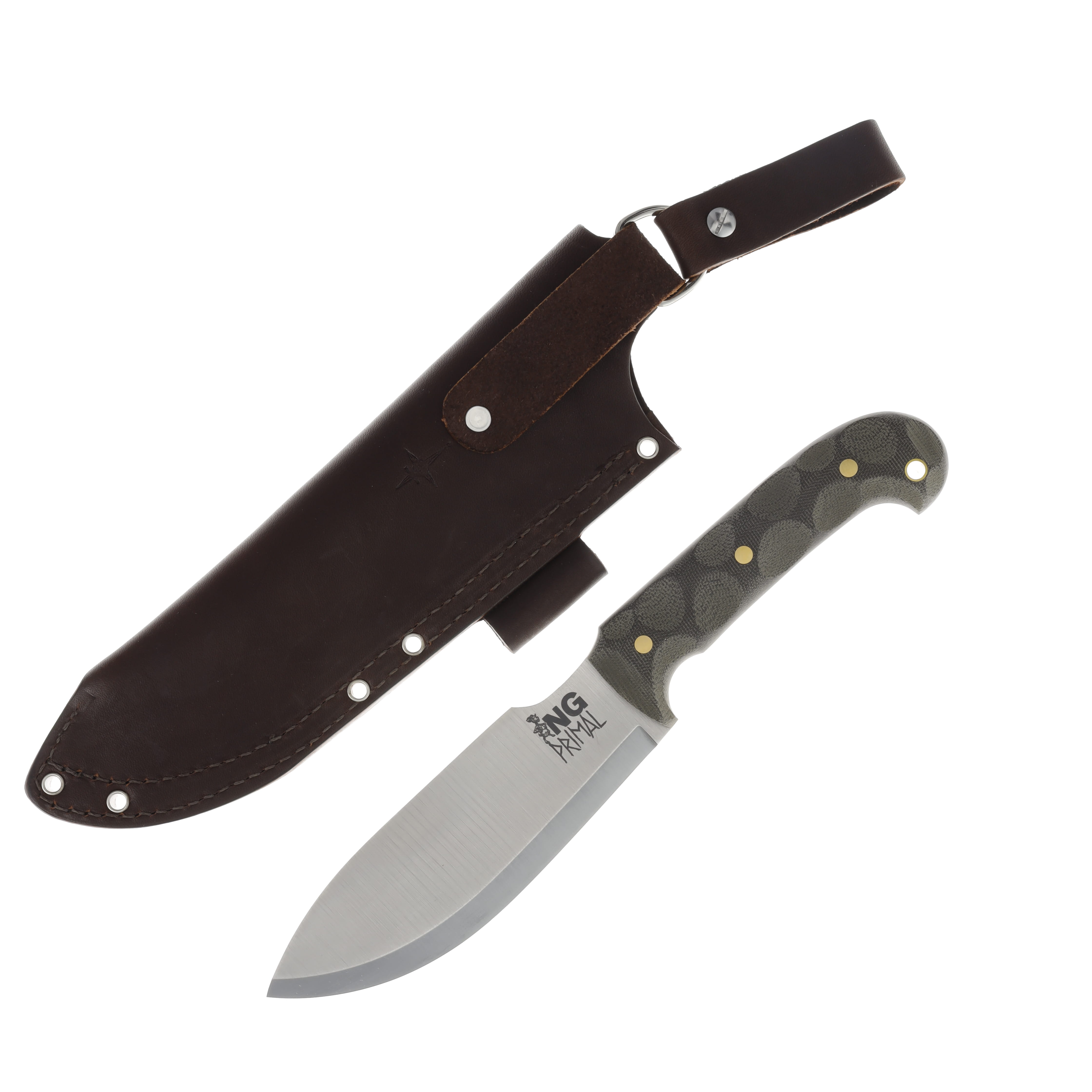 LT Wright SMKW Exclusive The Naked G.O.A.T. Primal Fixed Blade Knife Scandi/Green Micarta NGPRIMAL View 1