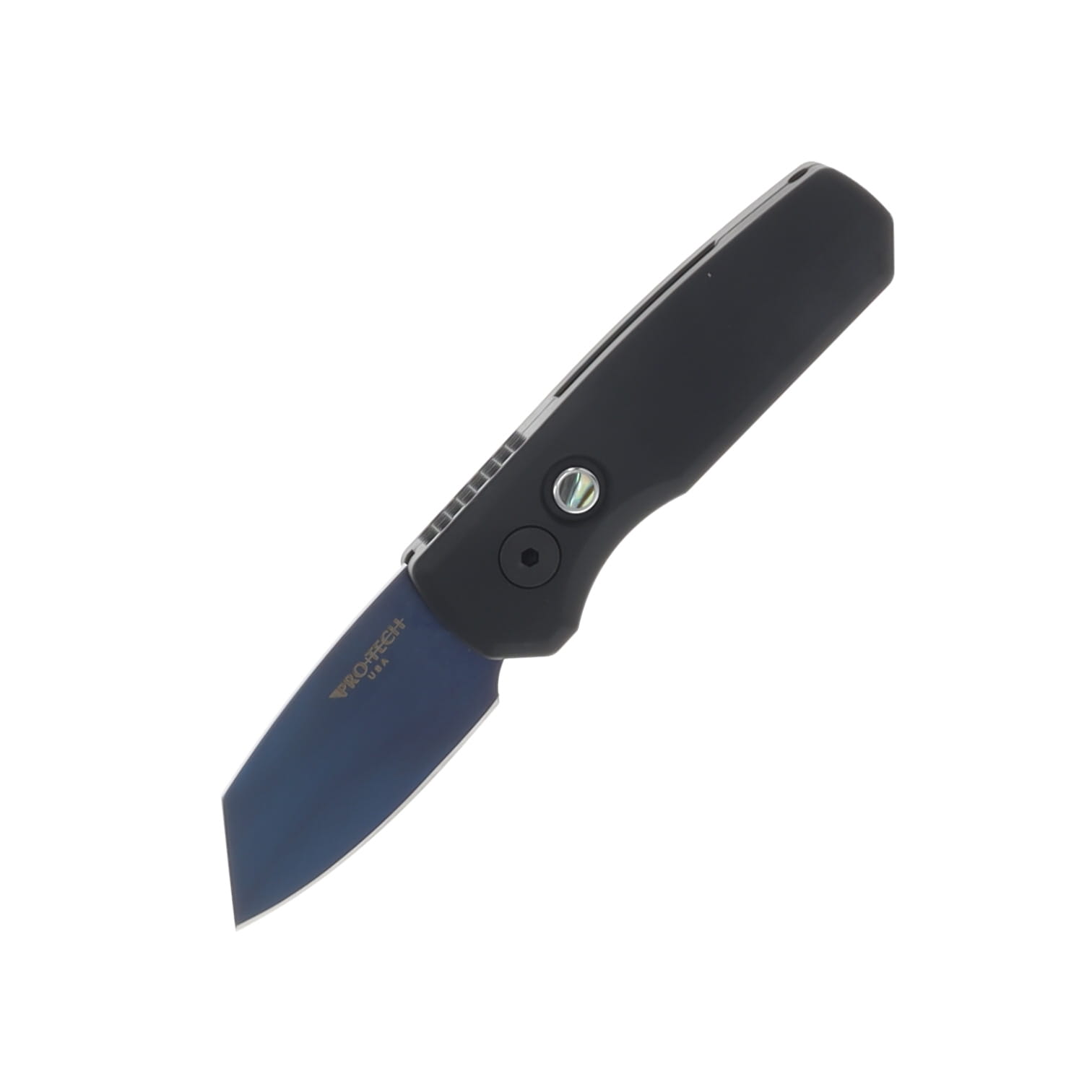 ProTech Runt 5 Automatic Knife Sapphire Blue PVD 20CV Reverse Tanto/Black Aluminum AUPTR5203-SB View 1