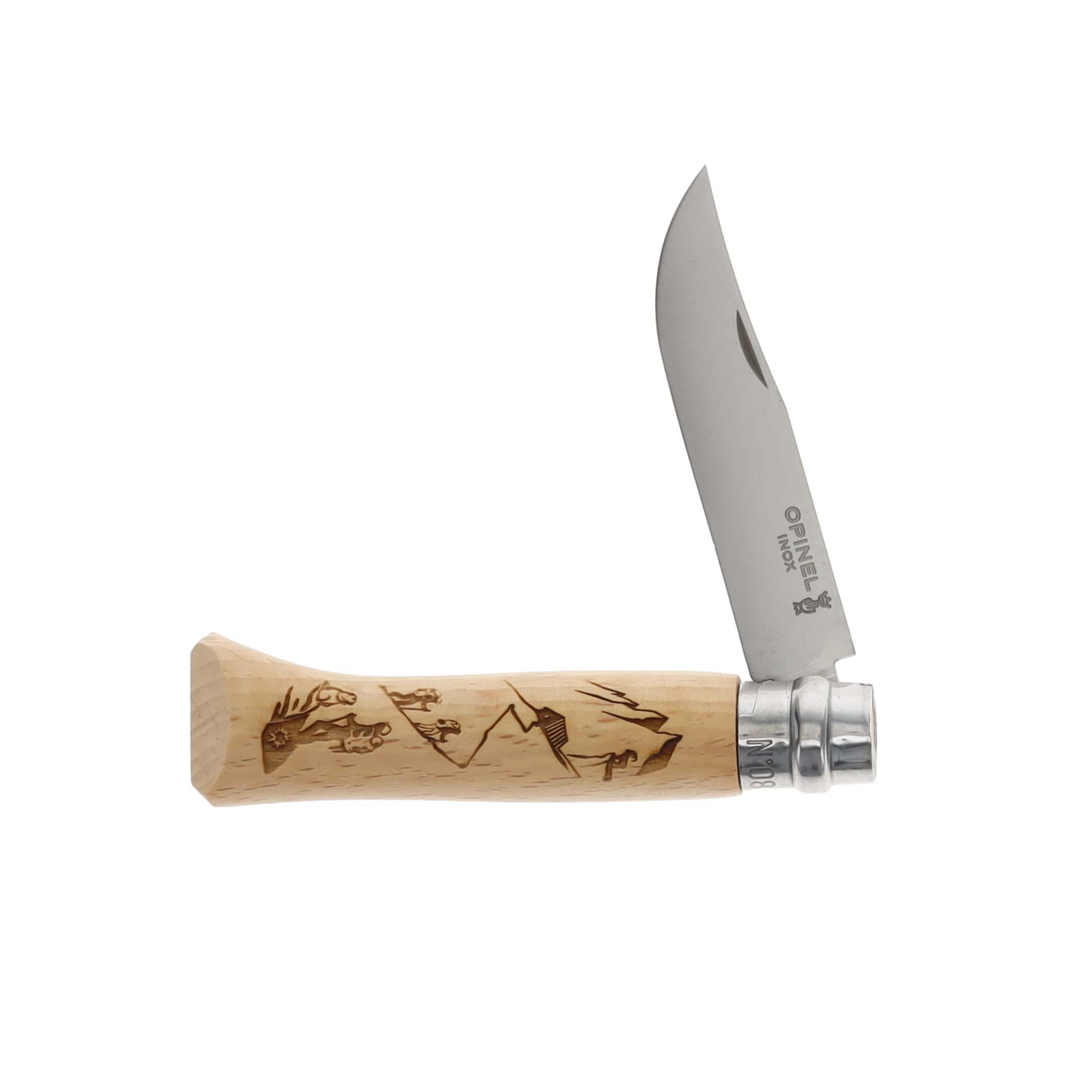 Opinel No. 8 Engraved Handle Folding Knife-Alpine Adventures-Hiking OP003138 View 3