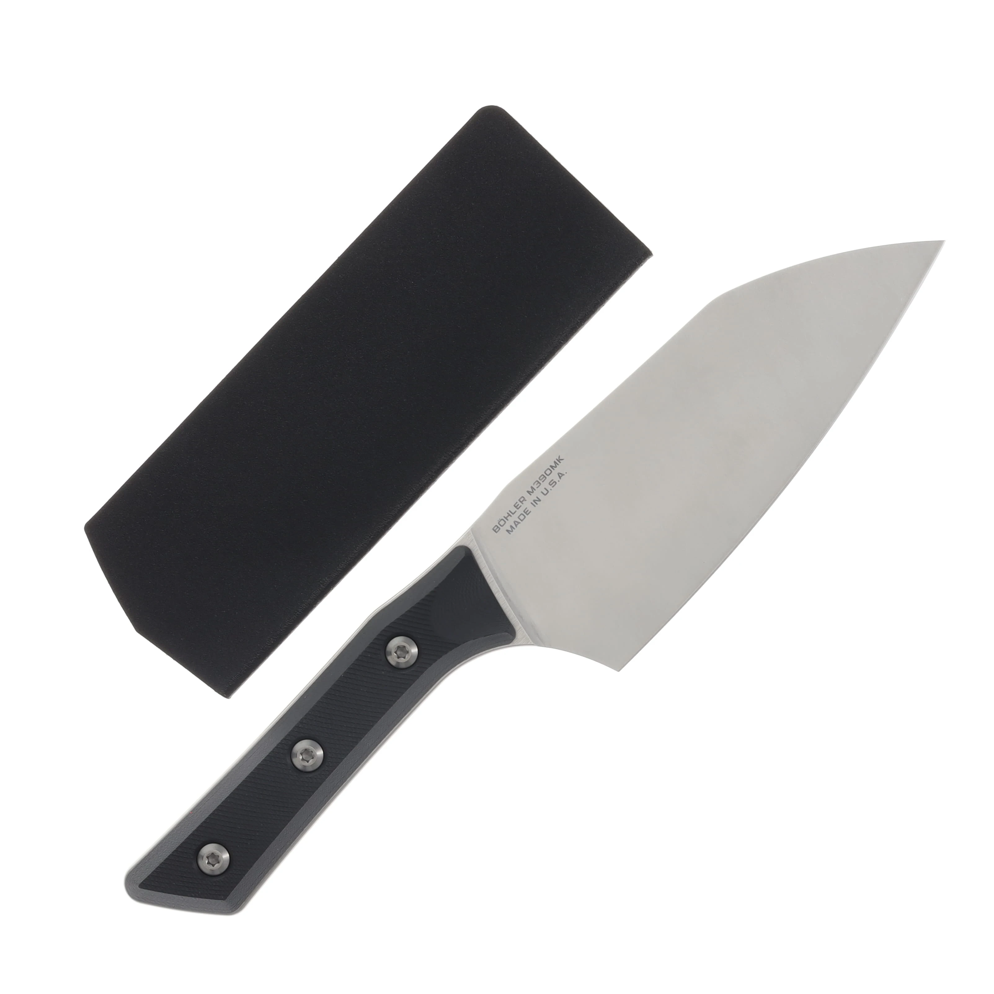 Microtech 6in Santoku Fixed Knife Stonewash Standard Black G-10 MT320010BK View 2