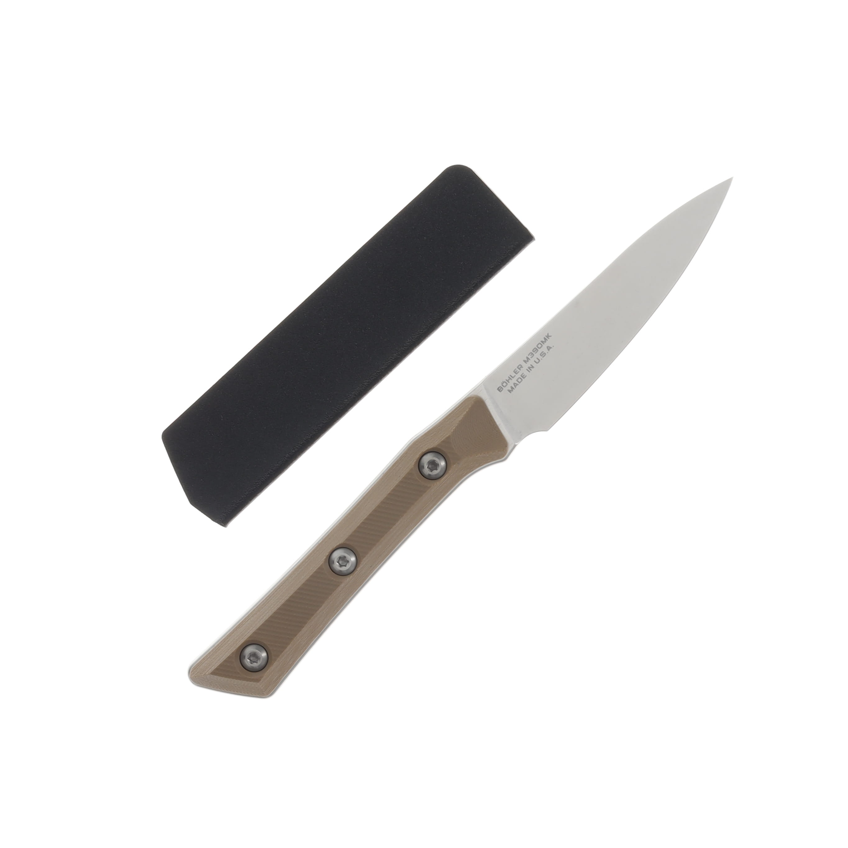 Microtech 3.5in Paring Fixed Knife Stonewash Standard Coyote Tan G-10 MT350010CE View 2