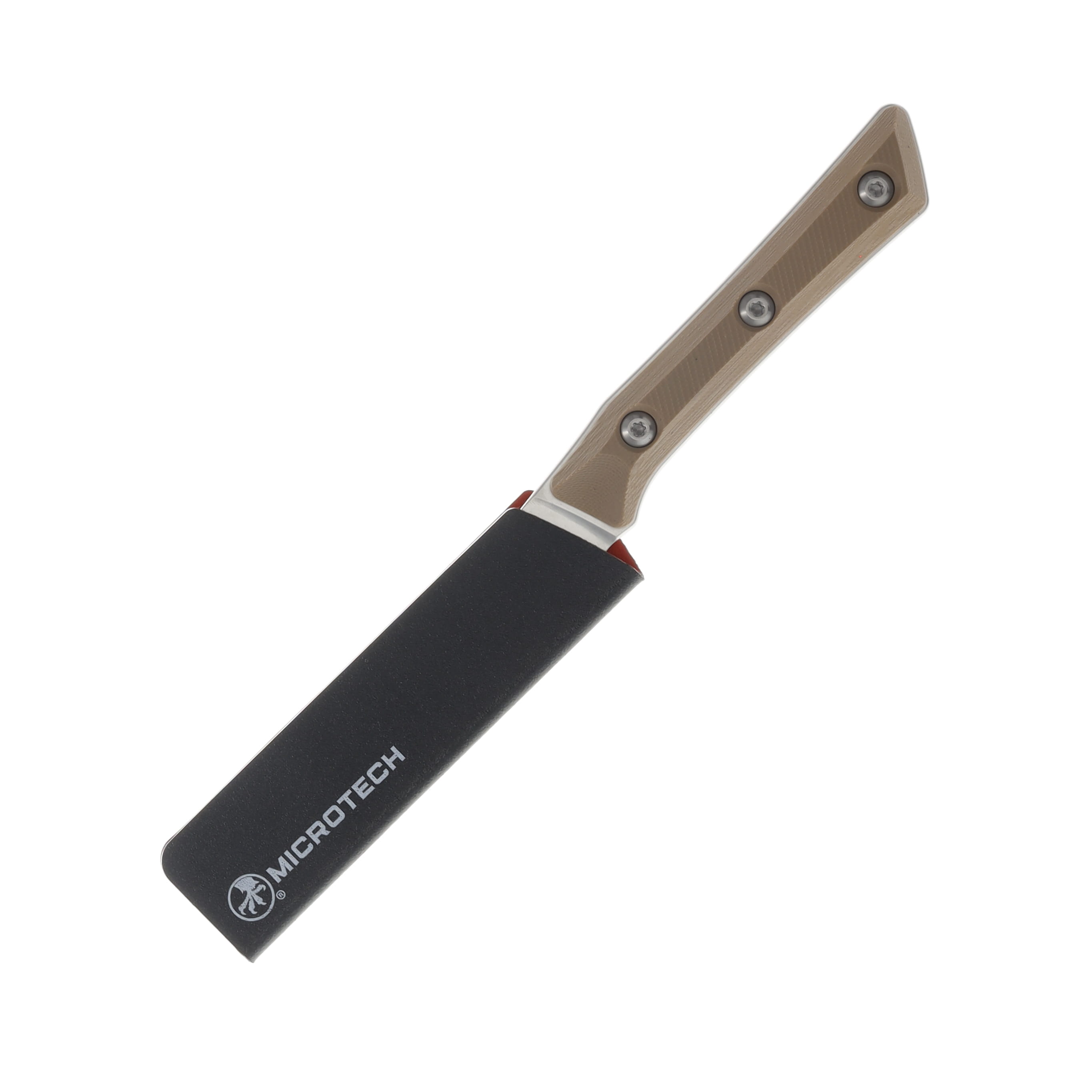 Microtech 3.5in Paring Fixed Knife Stonewash Standard Coyote Tan G-10 MT350010CE View 4