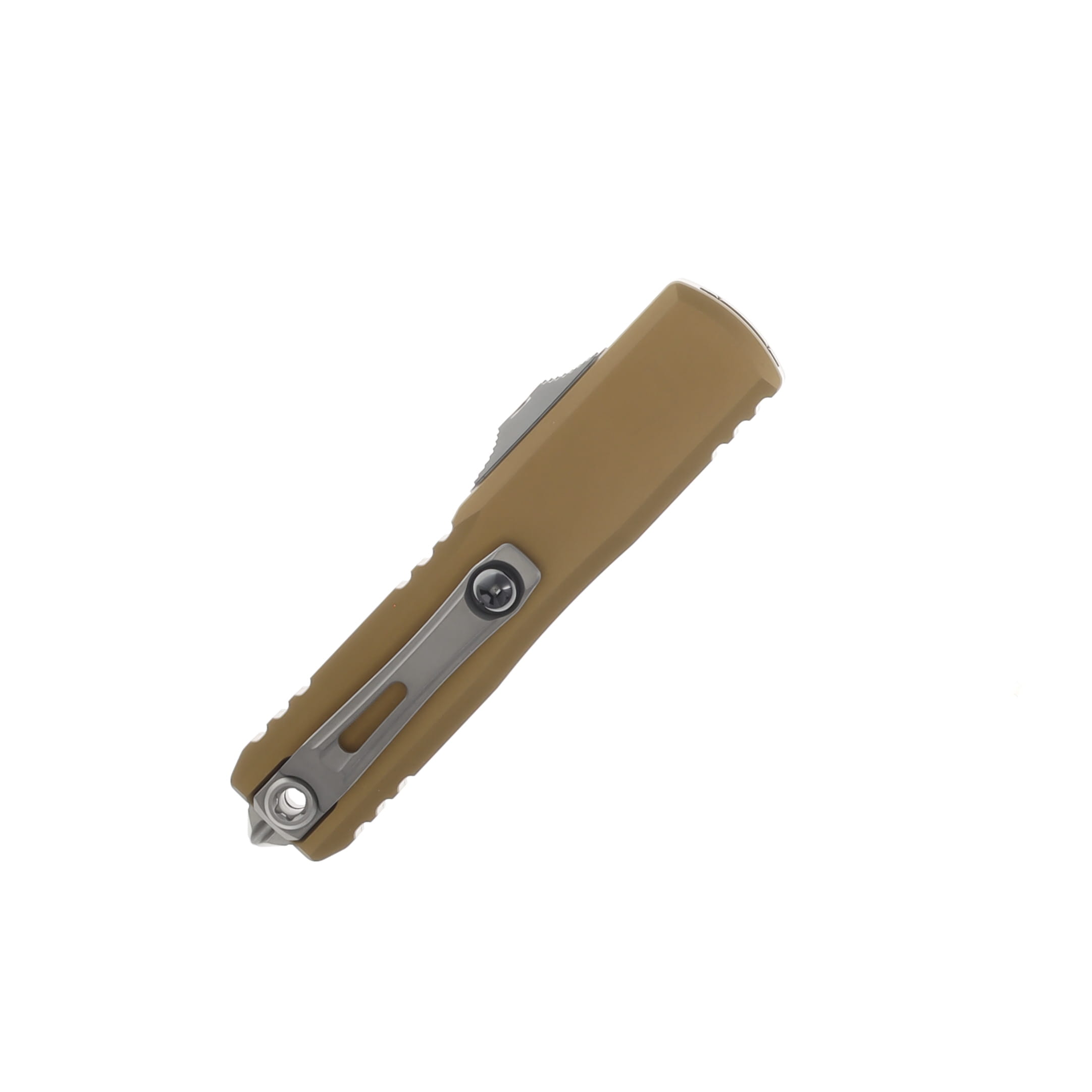 Microtech UTX-85 GEN IV OTF Auto D/E Stonewash Part Serrate Tan AUMT1232411TA View 4