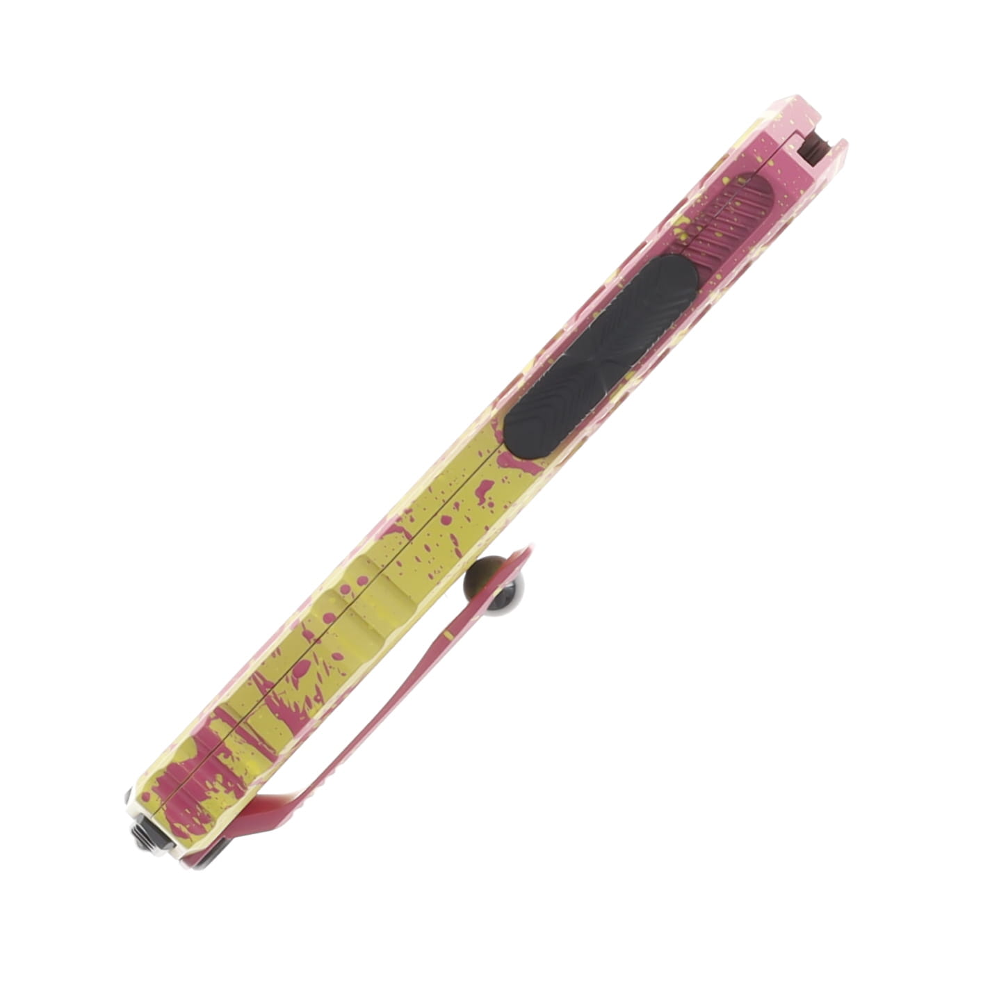 Microtech Cypher II OTF Auto D/E Standard Corvette Yellow-Pink Splatter Signature Series AUMT12421CYPK SPLS View 5