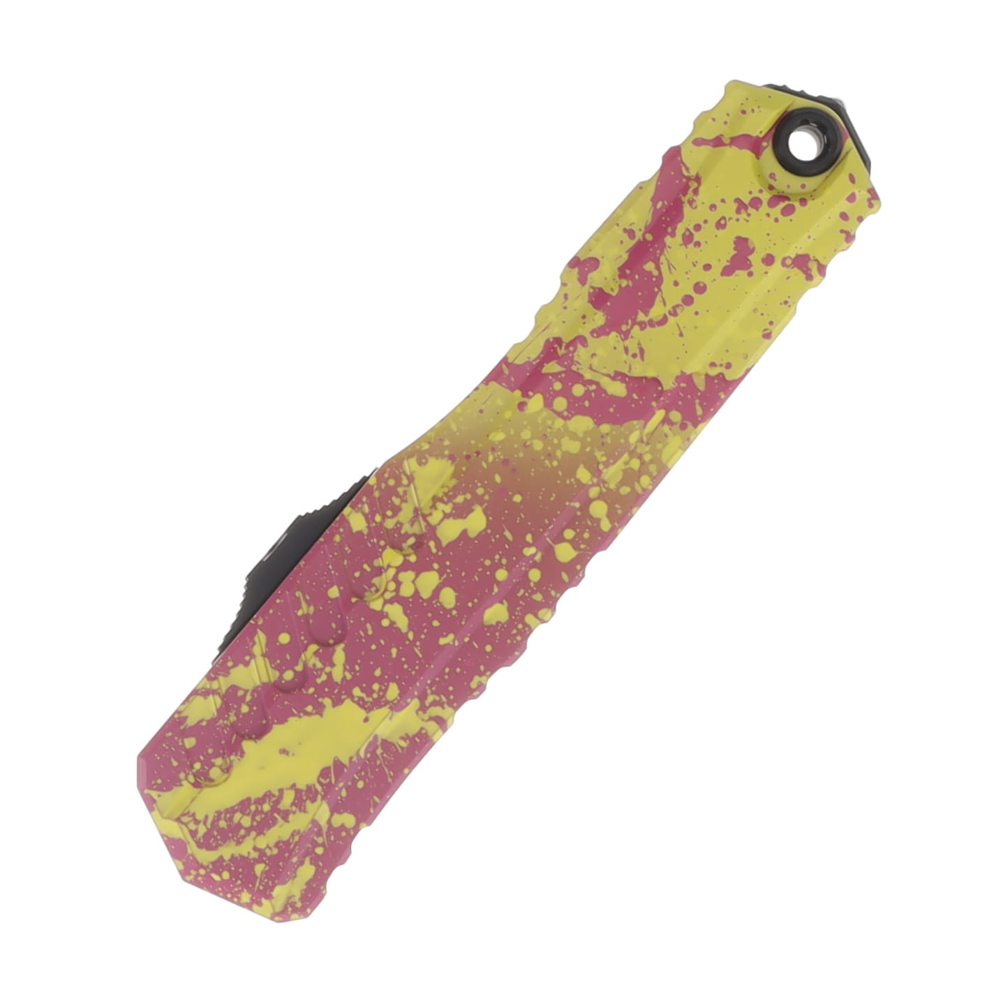 Microtech Cypher II OTF Auto D/E Standard Corvette Yellow-Pink Splatter Signature Series AUMT12421CYPK SPLS View 3