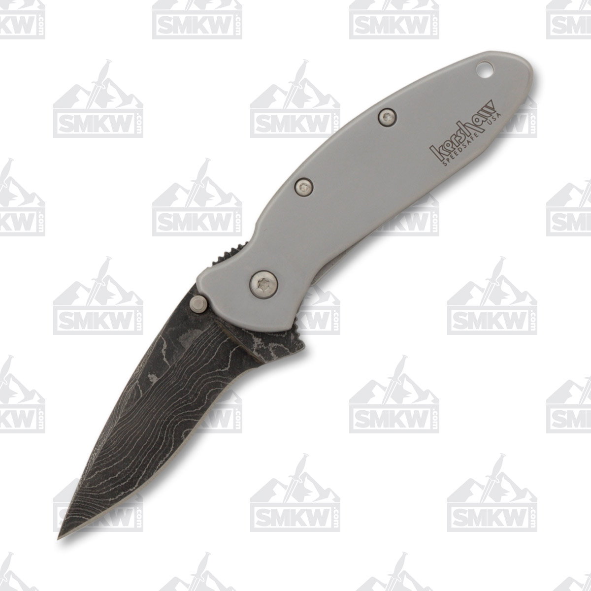 Kershaw Scallion Assisted Folding Knife 2.4in Blackwash Damascus Drop Point KS1620D View 2