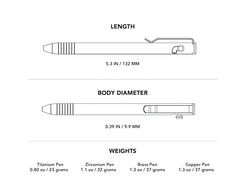 Big I Design Slim Bolt Action Pen Zirconium BIGI10 View 2