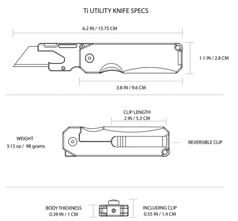 Big I Design Ti Utility Knife - Titanium Stonewashed BIGI12 View 8