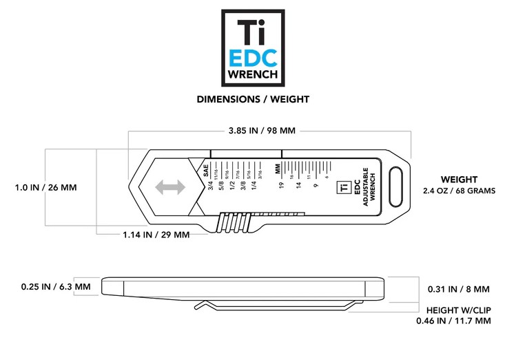 Big I Design Ti EDC Wrench Stonewashed BIGI32 View 5