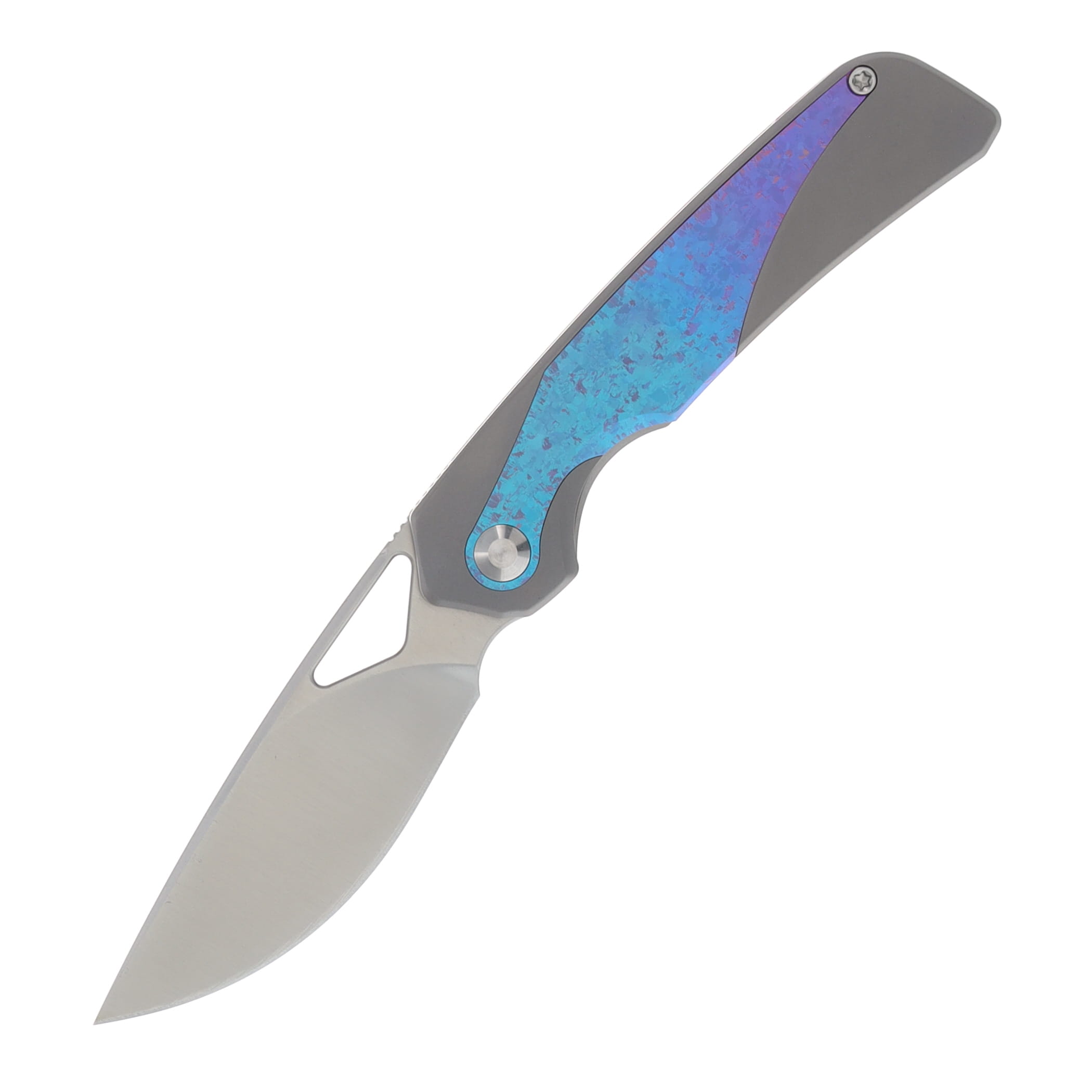 Kizer Topsail Blue – Purple - Silver 3.1in Plain Satin Drop Point KI3735A1 View 1