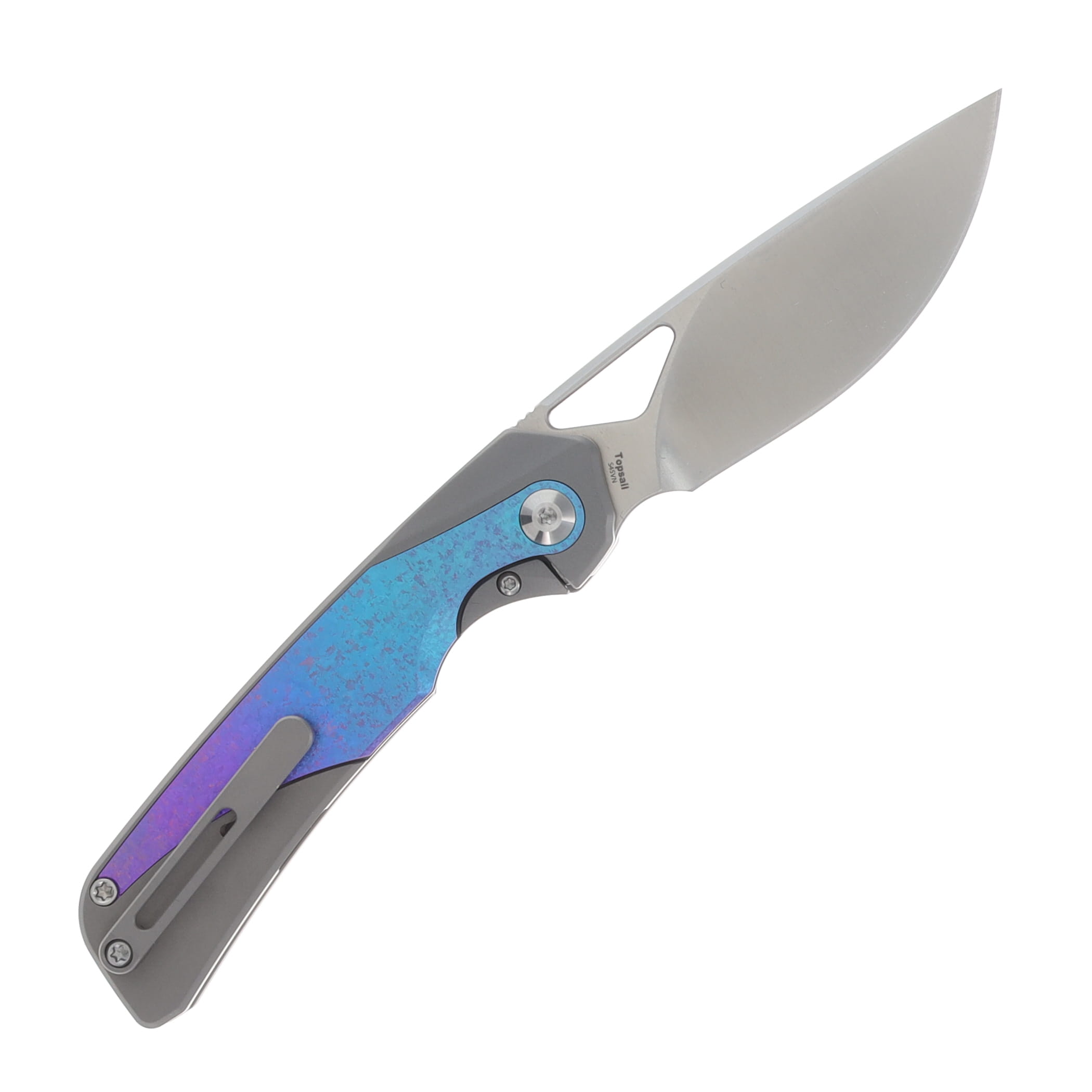 Kizer Topsail Blue – Purple - Silver 3.1in Plain Satin Drop Point KI3735A1 View 2