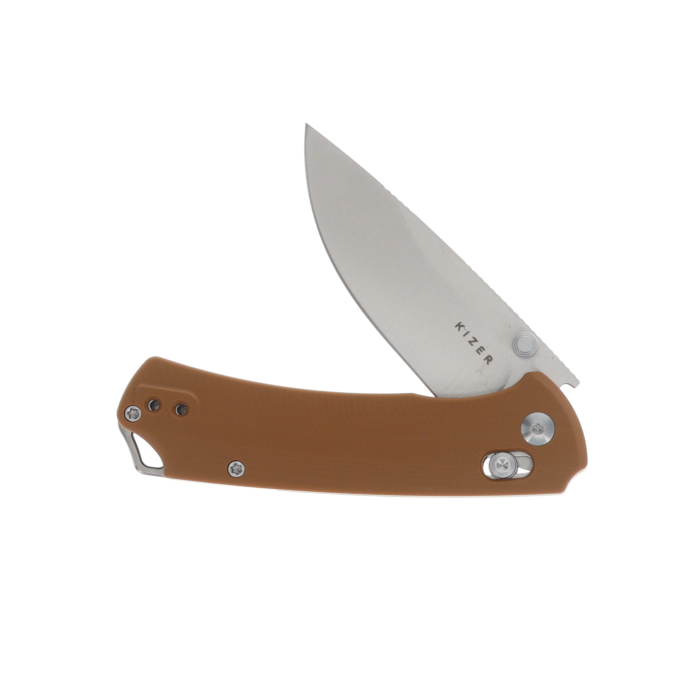 Kizer T1 CD Folding Knife Brown 3.2in Plain Satin Drop Point V3490.2CA2 View 3