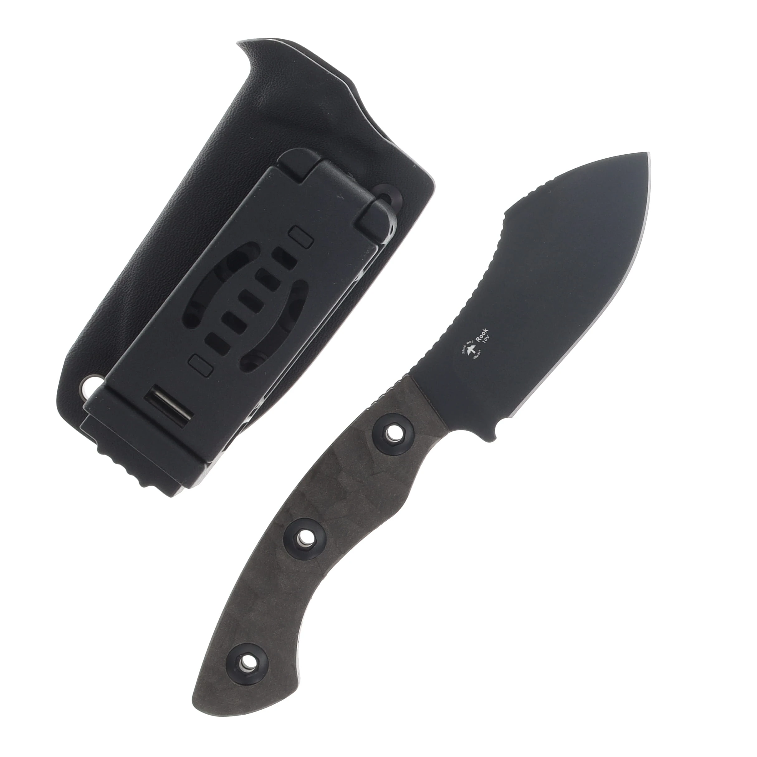 Kizer Rook Fixed Blade Knife Gray Richlite 3.1in Plain Black Nessmuk 1090A1 View 2